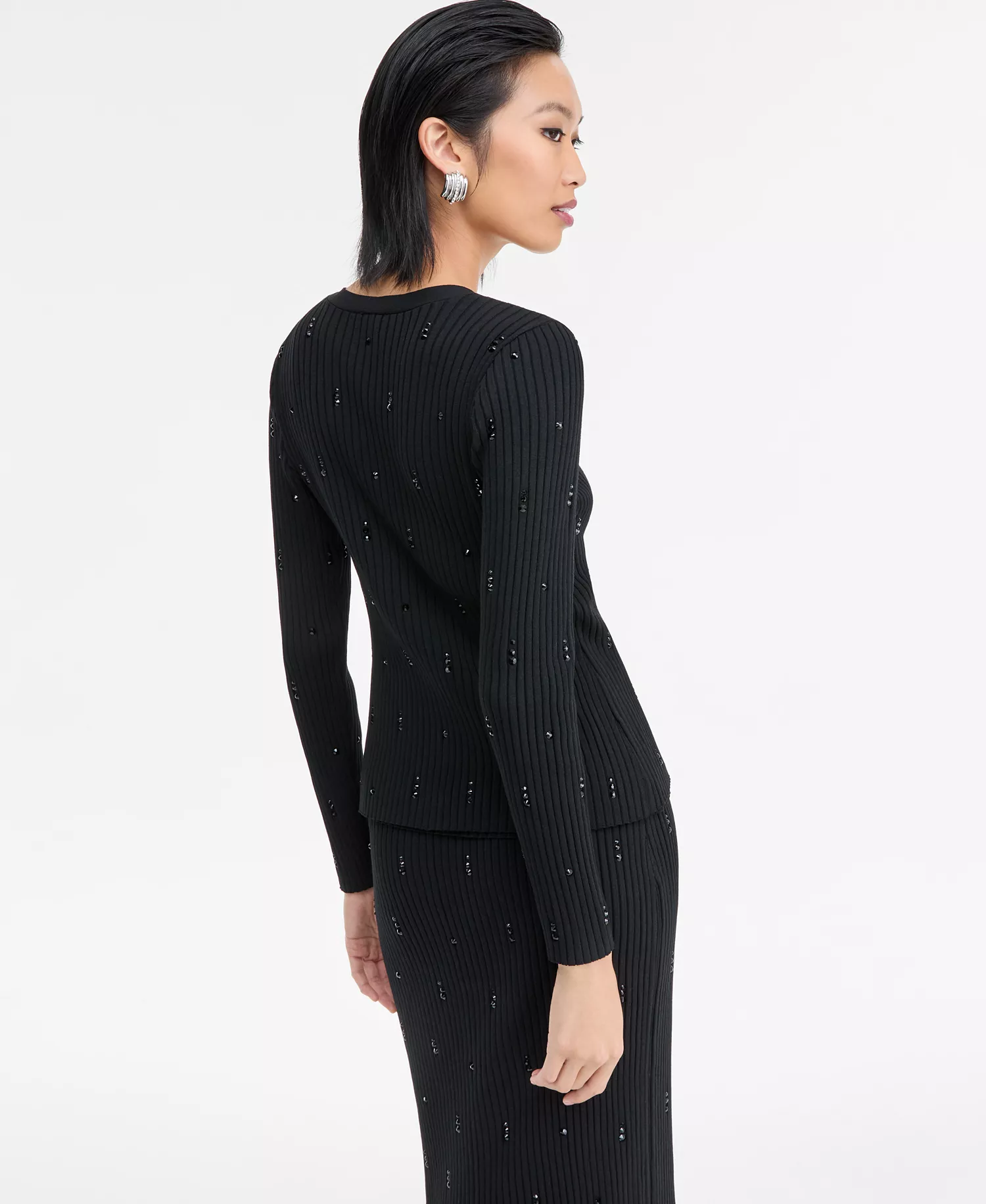 Women's Embellished Cardigan, Macy's Exclusive - Deep Black - L