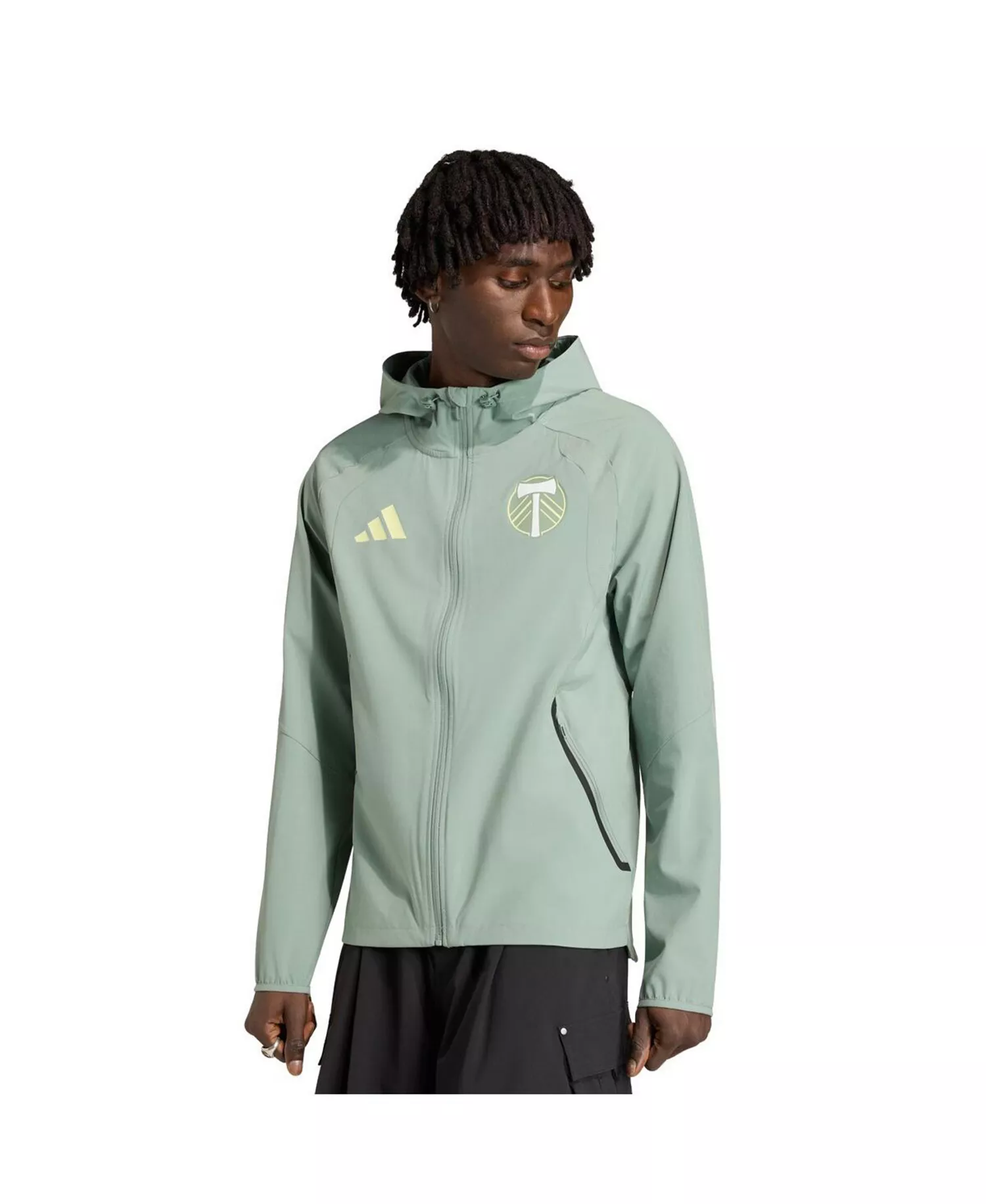 Men's Light Green Portland Timbers Tiro Travel Full-Zip Hooded Windbreaker - Light Green - 2XL