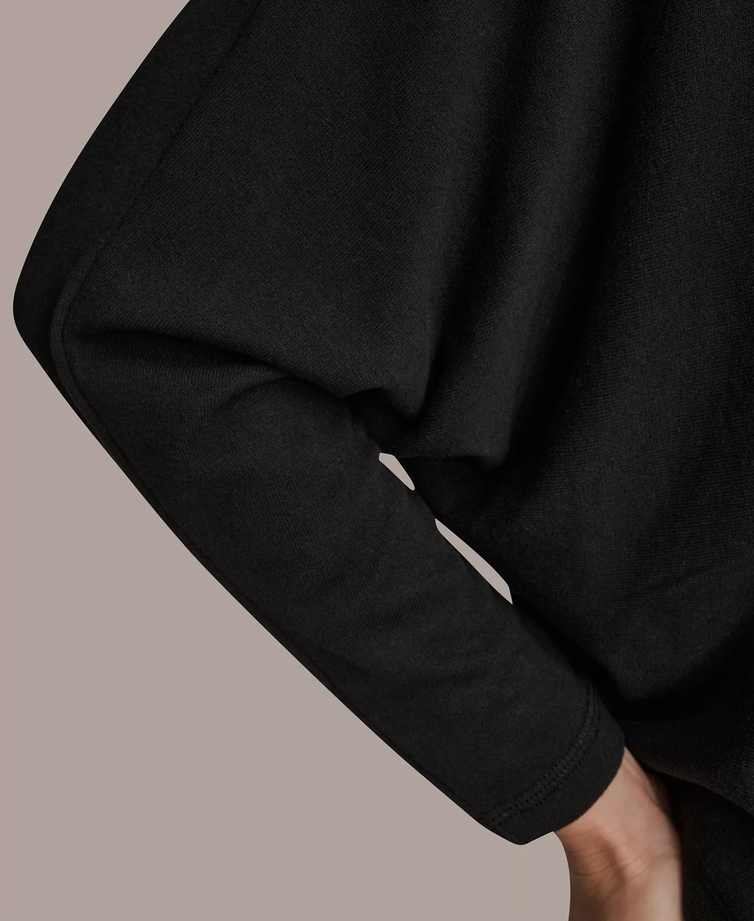 Women's Brushed Rib Dolman Mock Neck Long Sleeve Top - Black - L