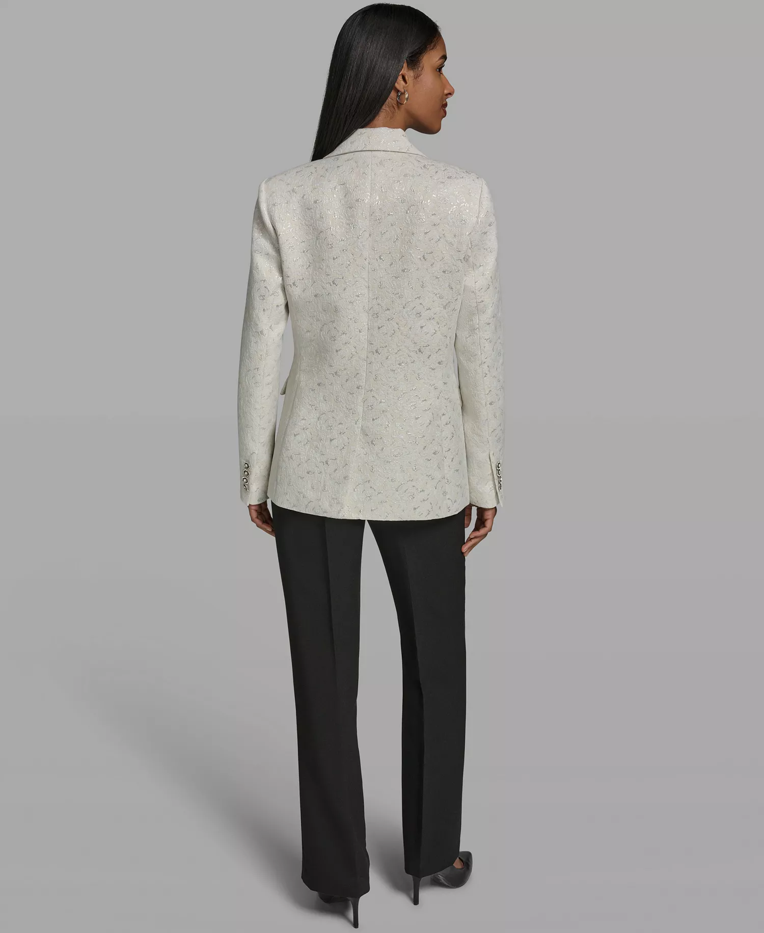 Women's Button-Front Collared Woven Jacket - Soft White - 0