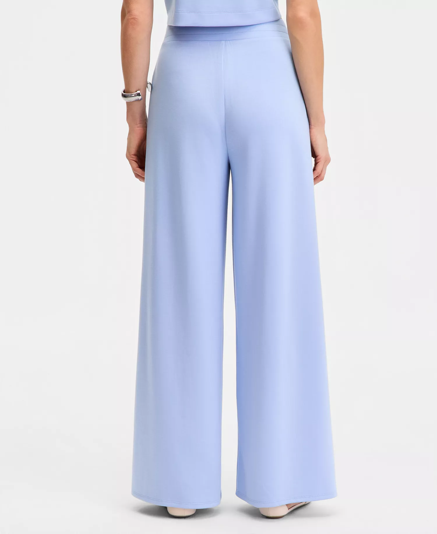 Women's Pleat-Front Wide-Leg Sweatpants - Air Blue - L