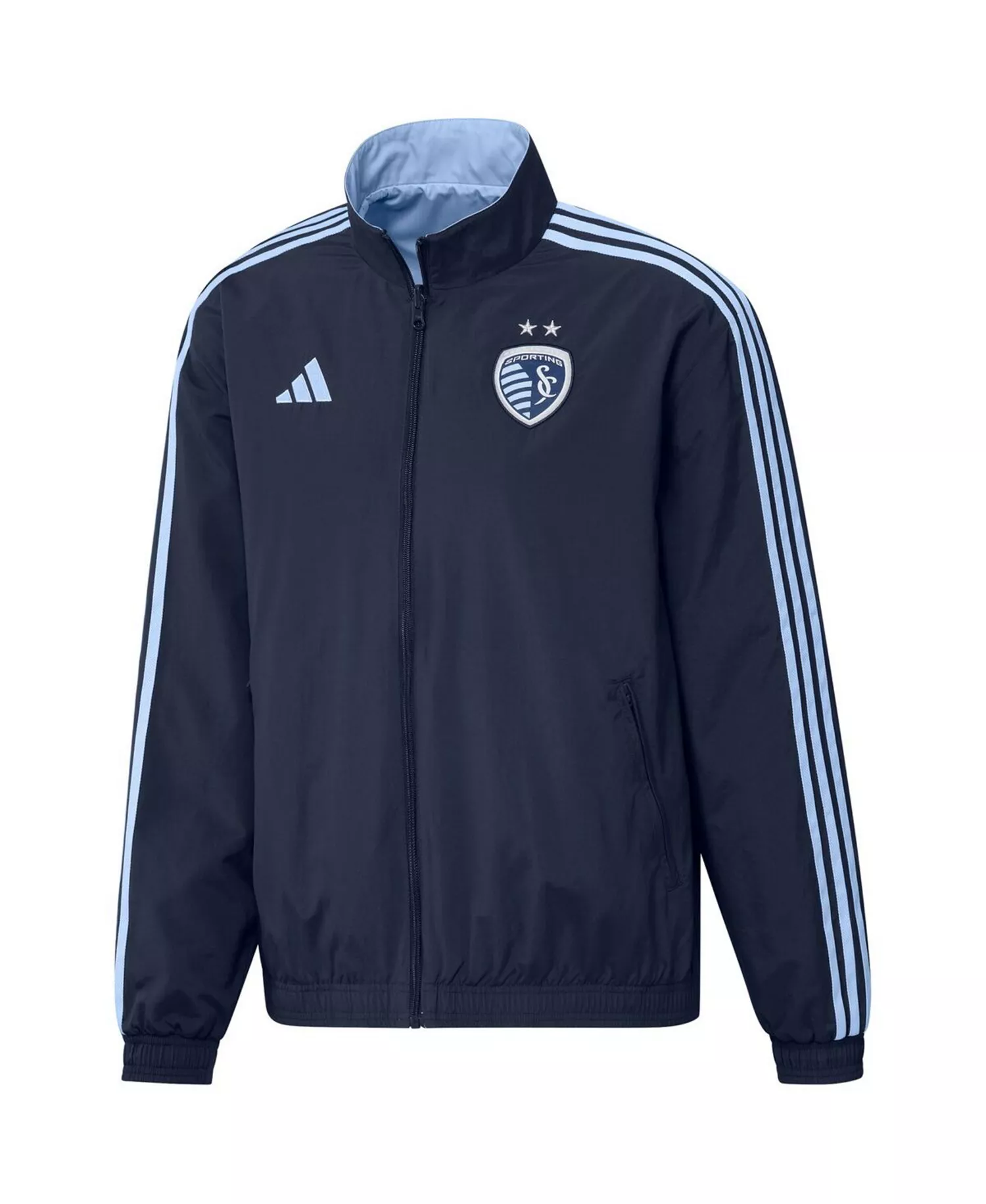 Men's Navy, Light Blue Sporting Kansas City 2023 On-Field Anthem Full-Zip Reversible Team Jacket - Navy, Light Blue - S