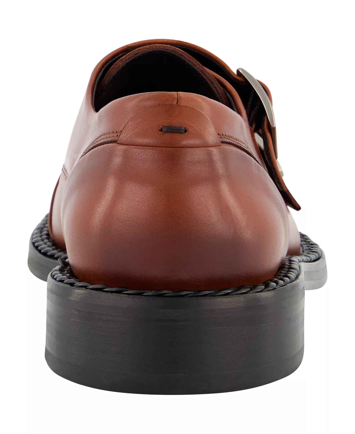 Men's White Label Leather Double Monk Cap Toe Dress Shoes - Brown - 9