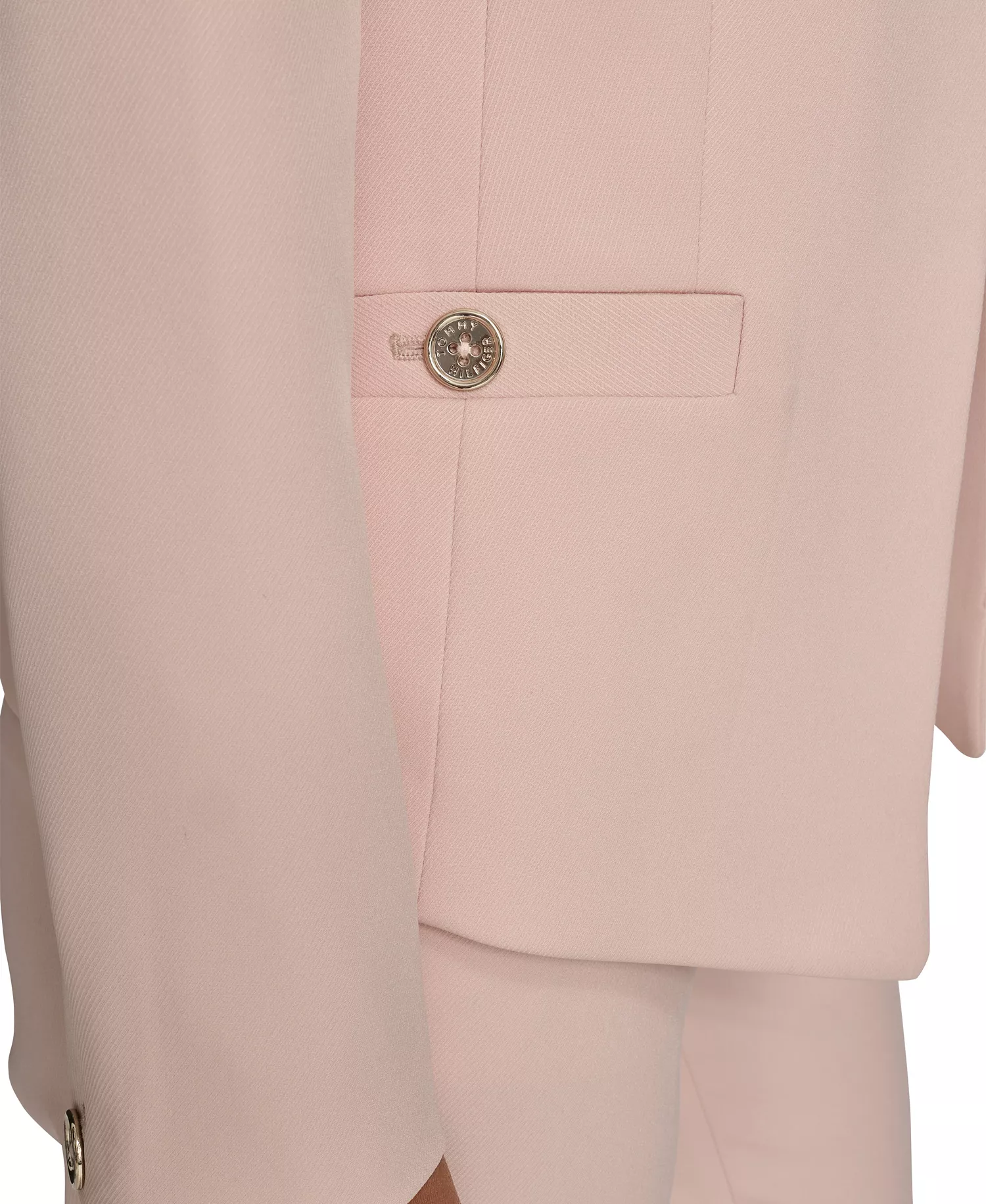 Women's Collarless Open-Front Jacket, Solid Bootcut Trouser Pants and Clip Dot Ruffle Popover Top - Evening Sand - 0