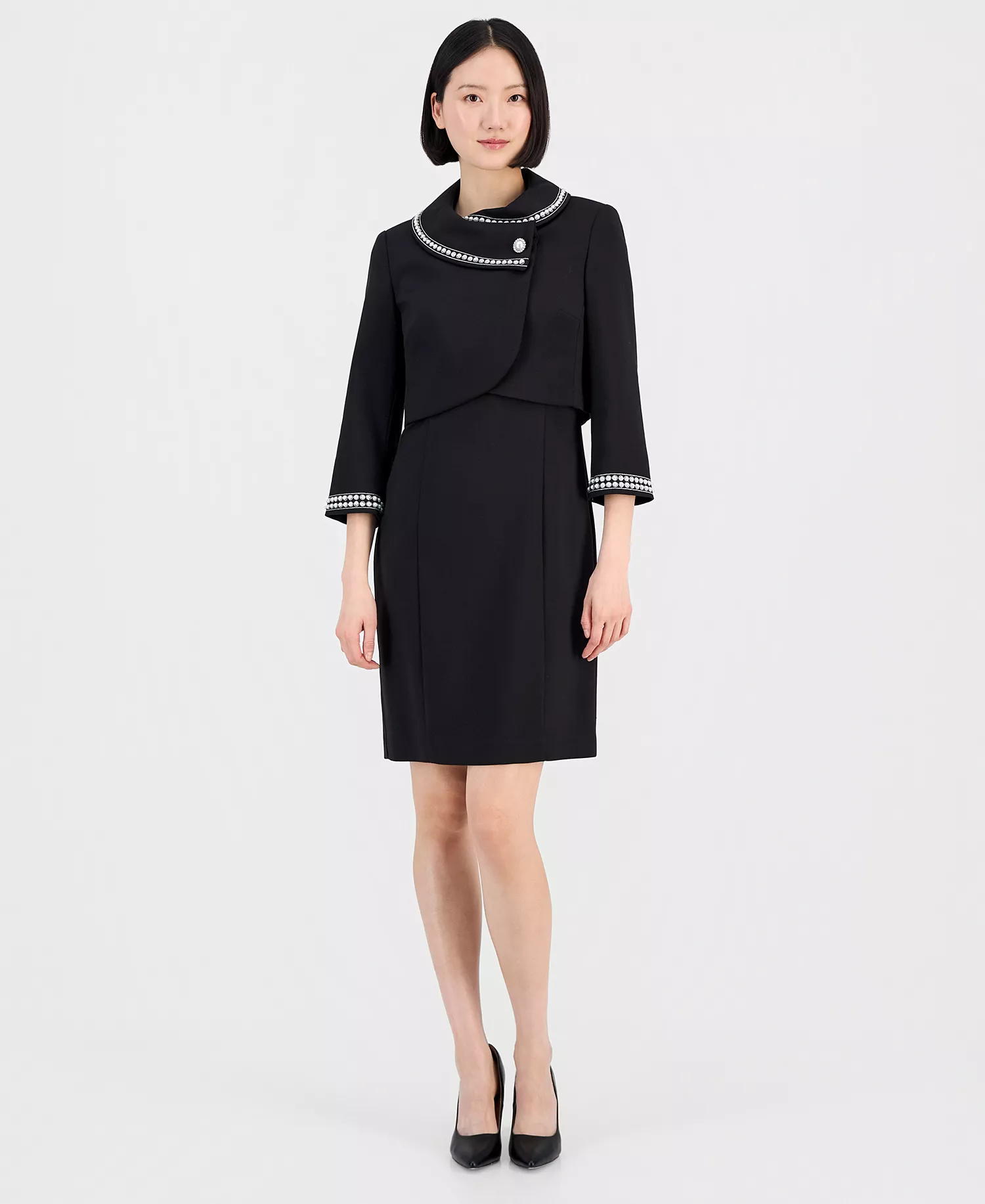 Beaded Dress Suit Set - Black - 10