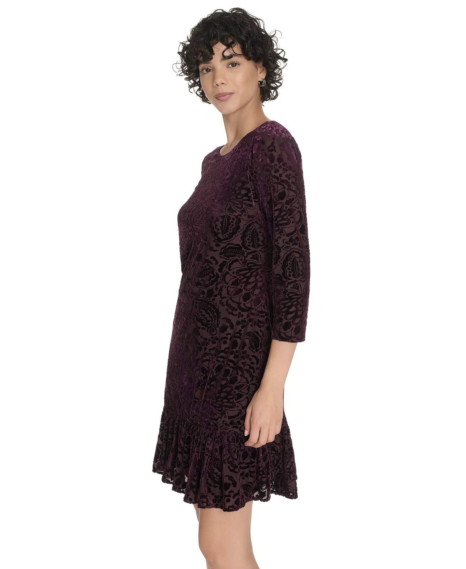 Petite Burnout Shift Dress - Aubergine - 0P