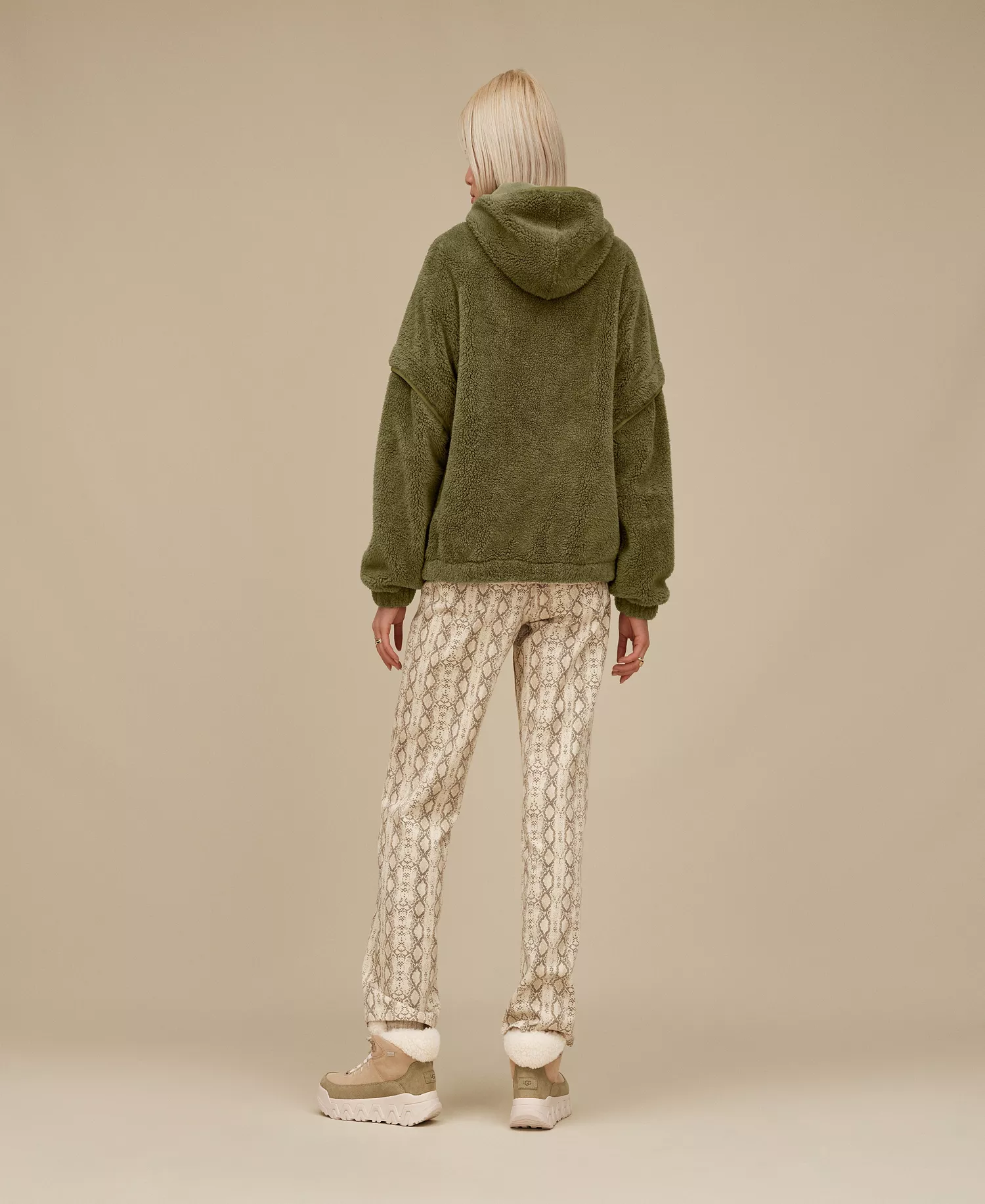 Women's Mariella Fluff Zip Hoodie - Burnt Olive - L