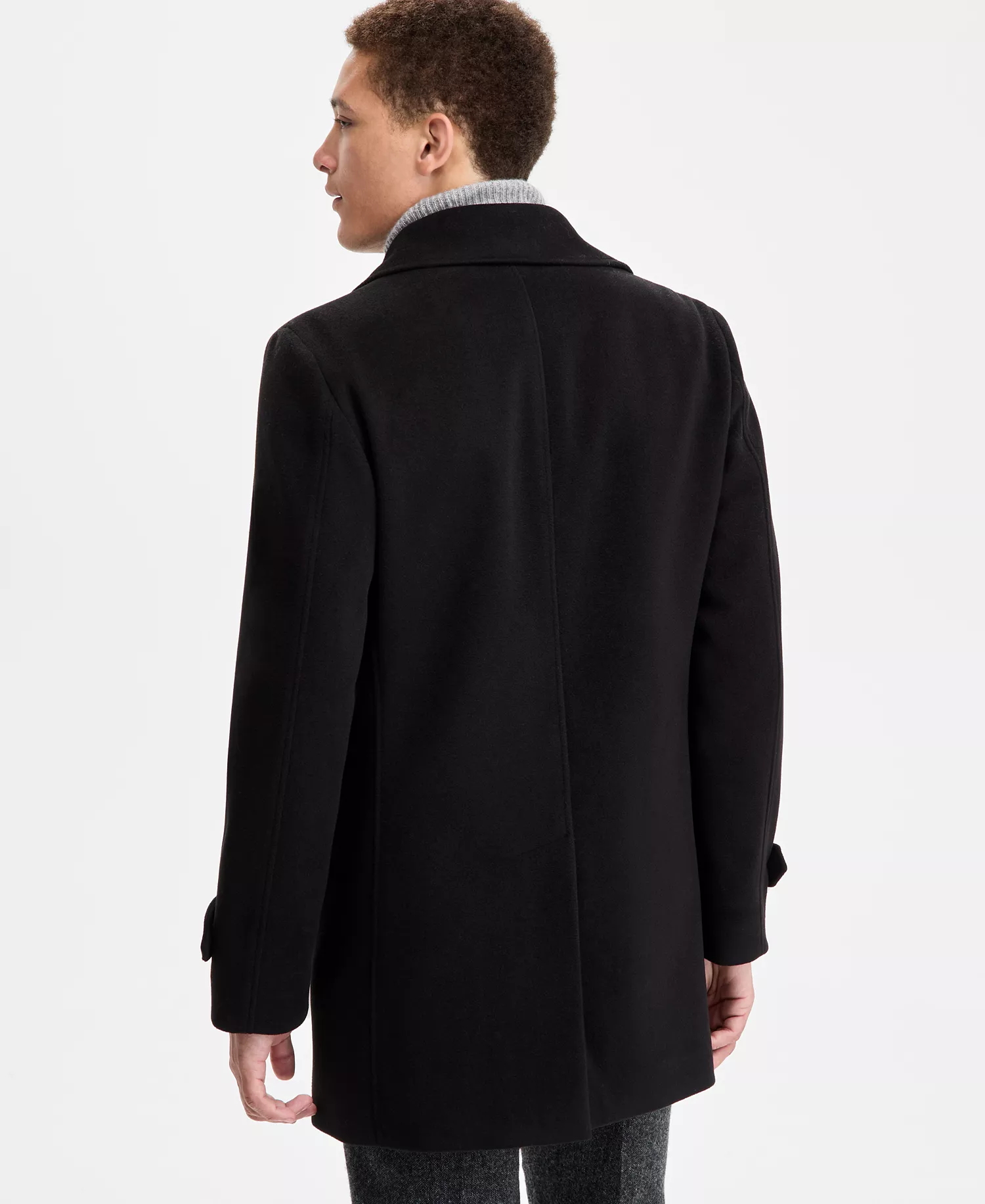 Men's Modern Fit Peacoat  - Black - 36R