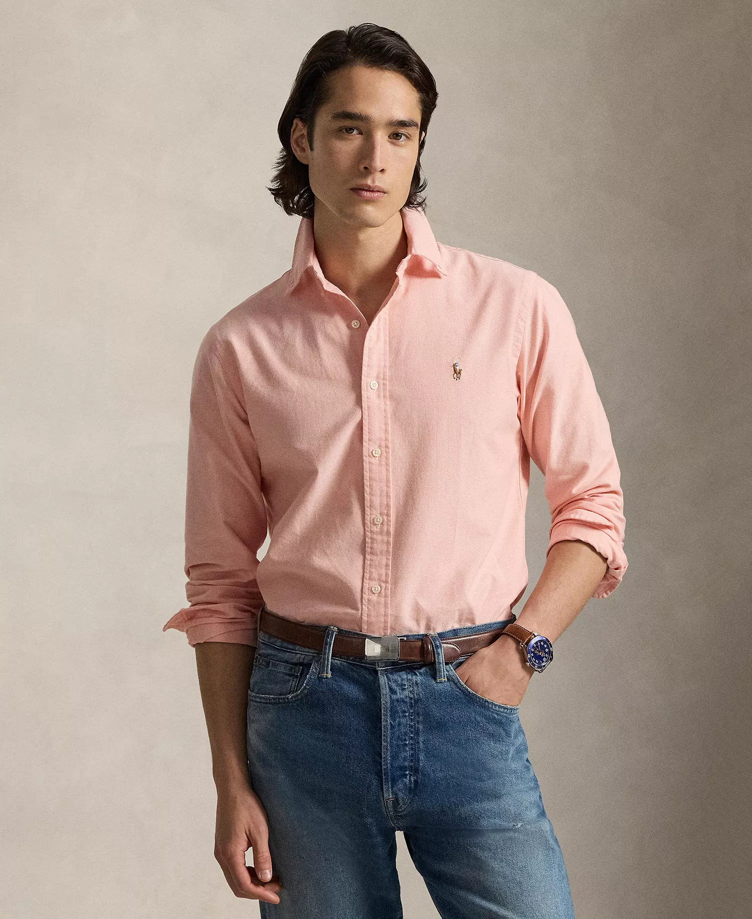Men's Classic-Fit Iconic Oxford Shirt - Peach - 2XL