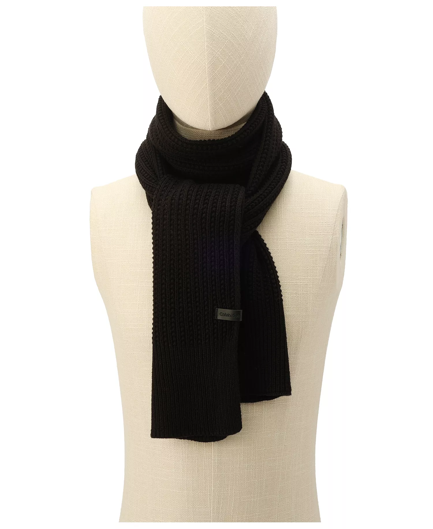 Men's Links Ribbed Knit Scarf - Black - OS