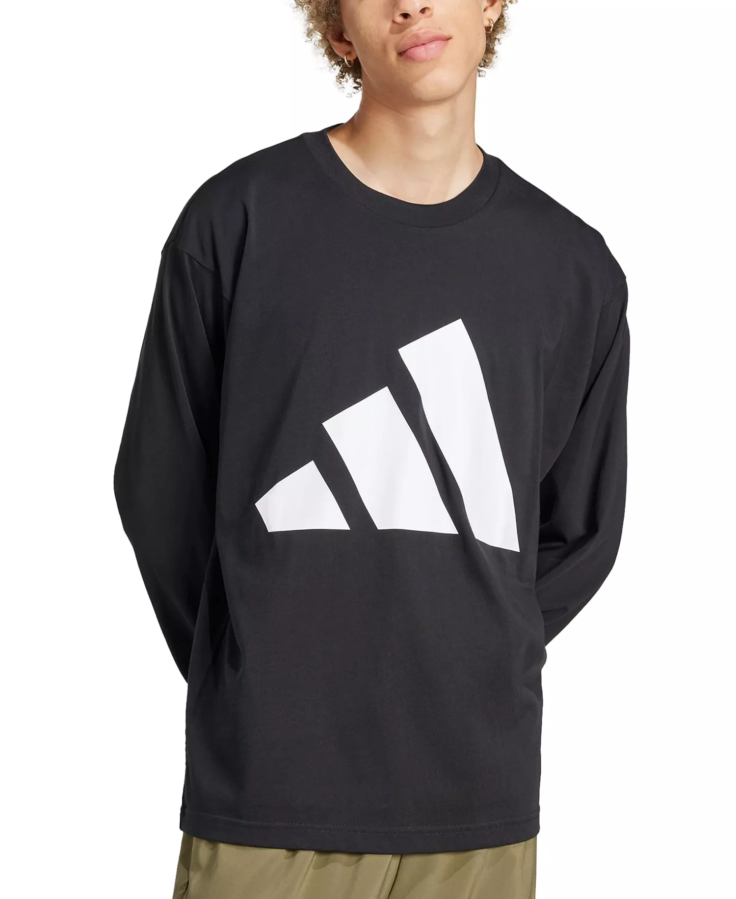 Men's Essentials Big Logo Single Jersey Cotton Long-Sleeve T-Shirt - Black/wht - 2XL