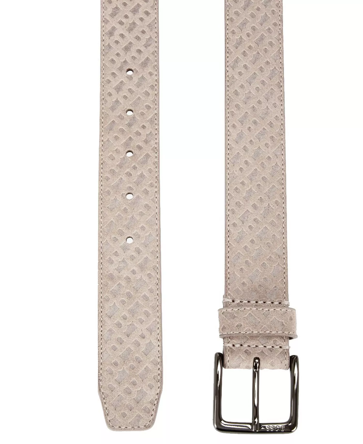 Hugo Men's Engraved Logo Soft Suede Belt - Dark Beige - 34