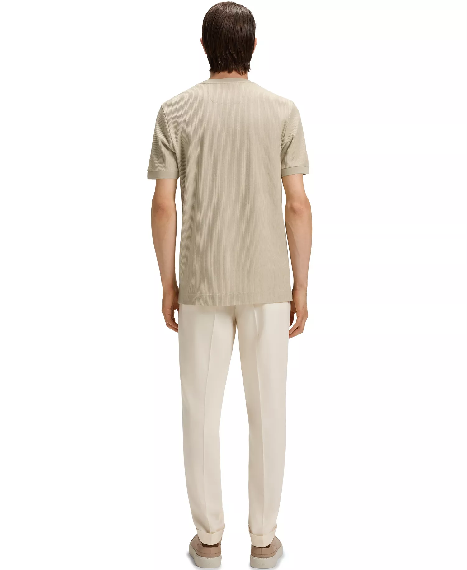 Men's Regular-Fit Structured Cotton T-Shirt - Open Beige - 2XL