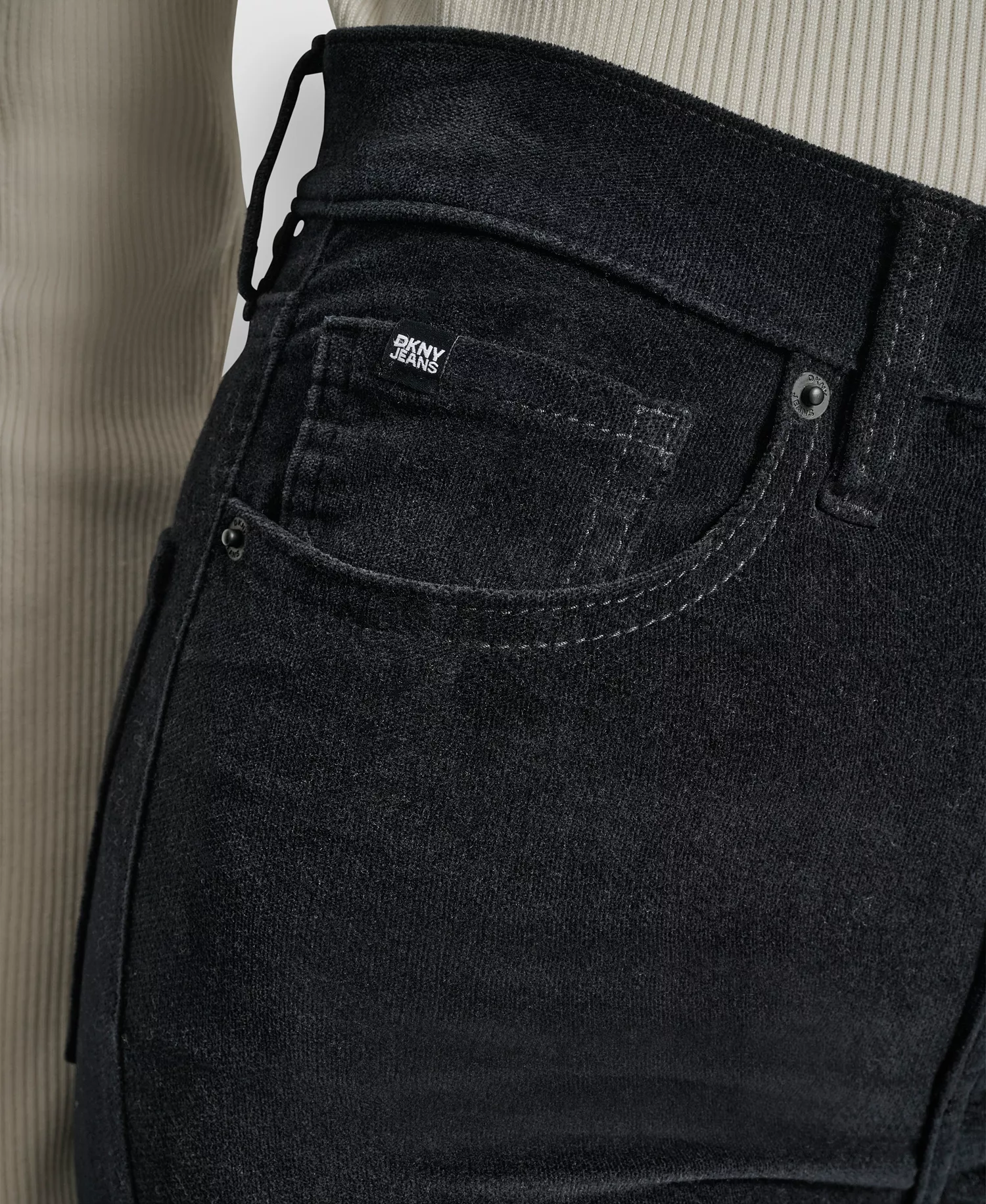 Petite High Rise Corduroy Bootcut Pants - Black - 24P