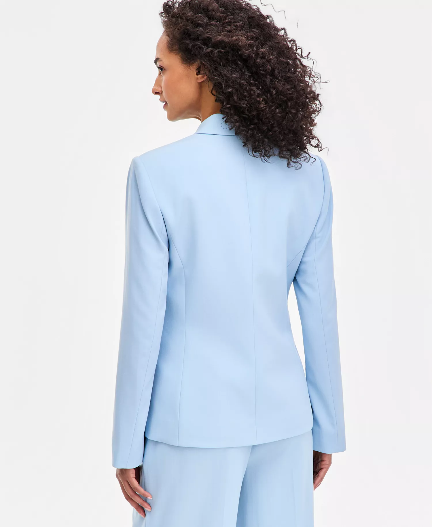 Petite One-Button Peak Lapel Jacket - Ice Blue - 10P