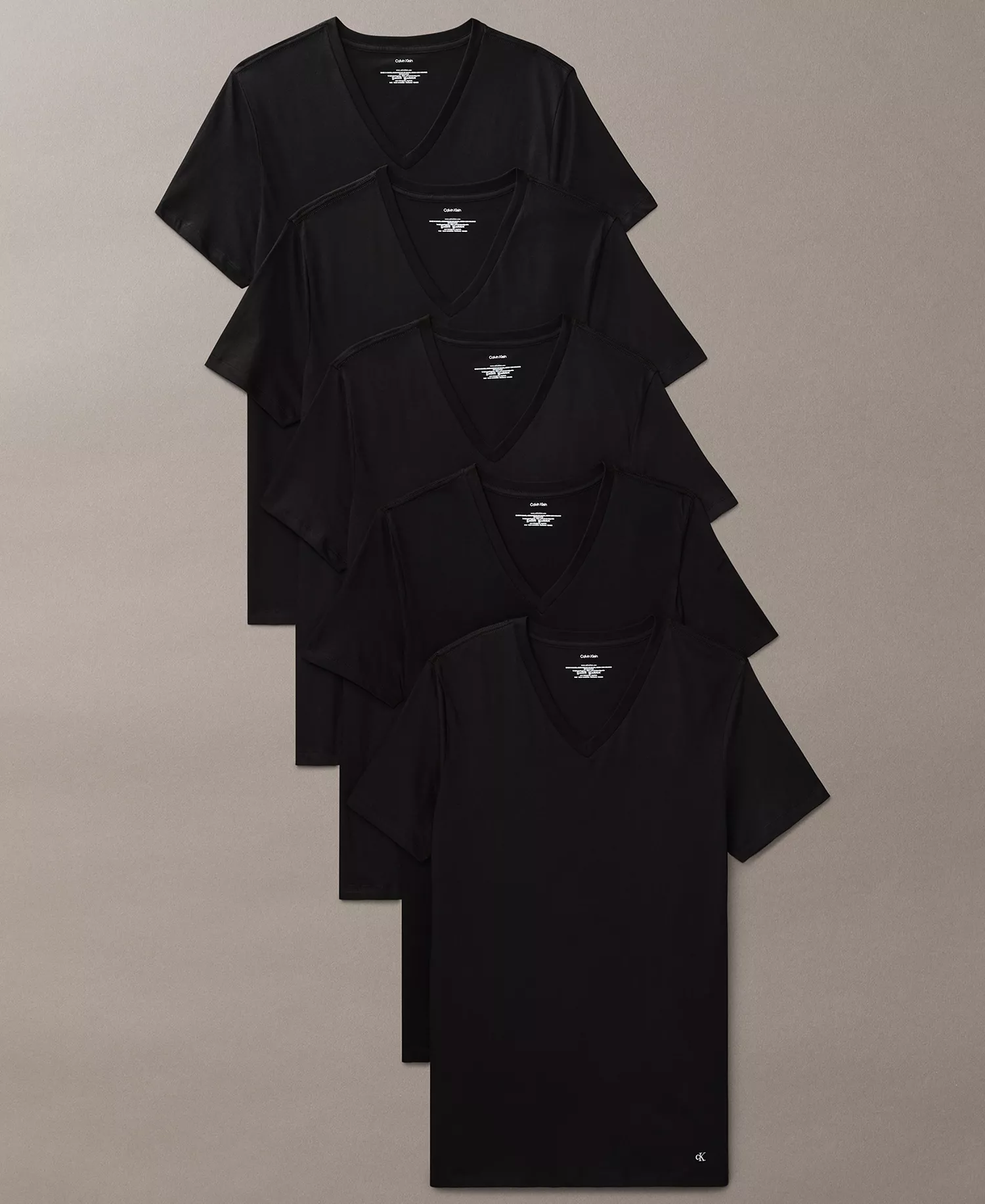 Men's 5-Pack Cotton Classics V-Neck T-Shirts - Black - L