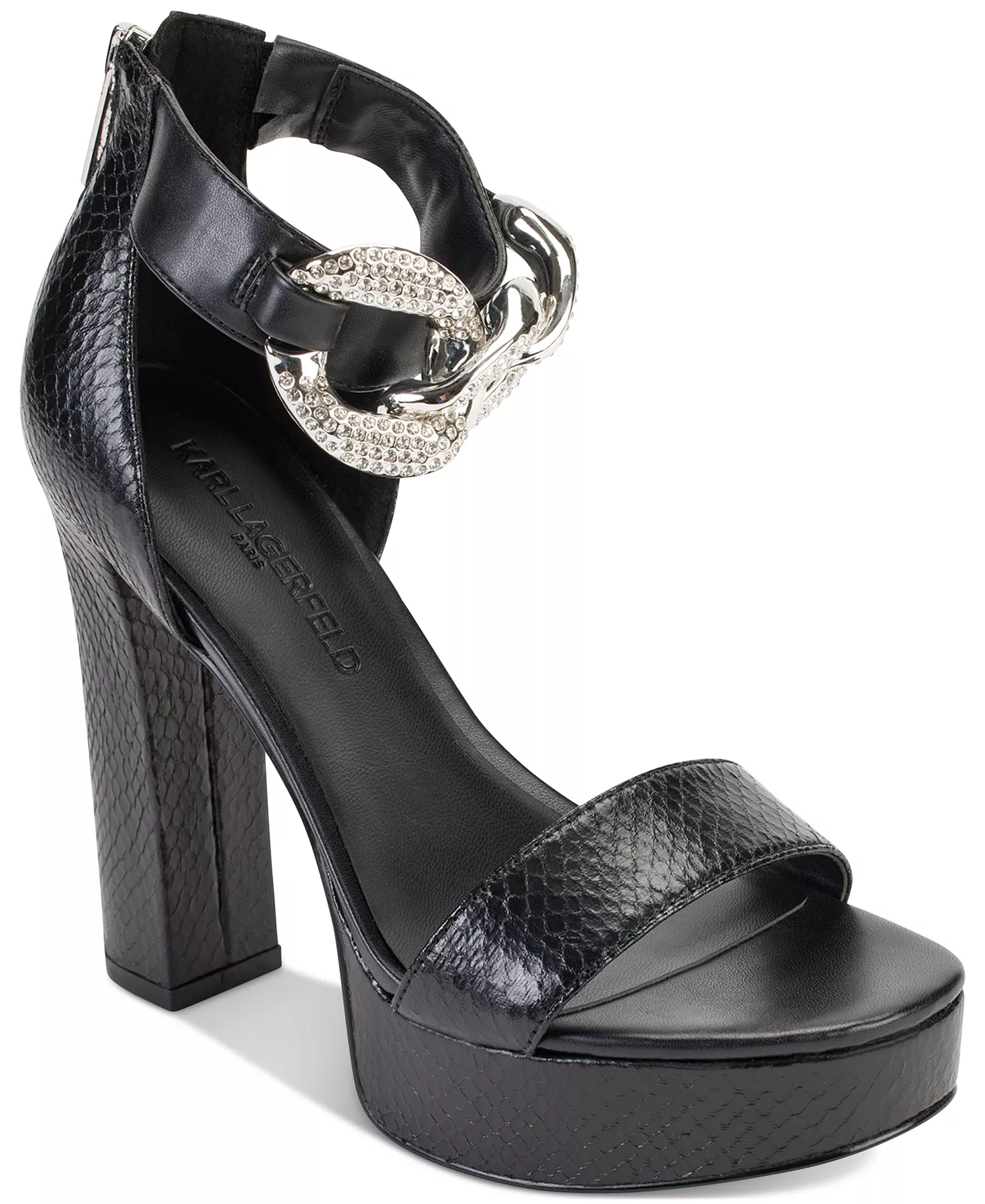 Anisha Ankle Strap Embellished Platform Sandals - Black - 8.5M