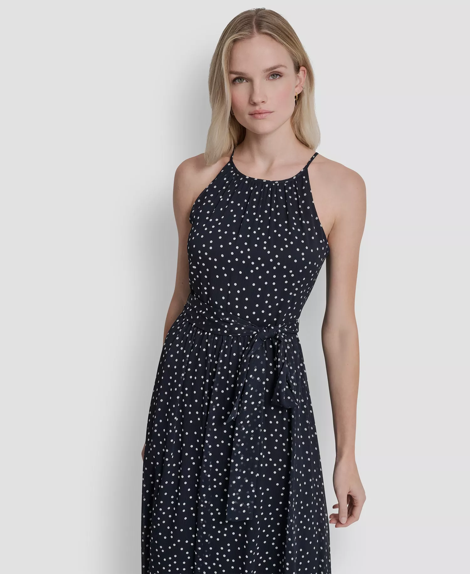 Women's Halter Fit And Flare Sleeveless Maxi Dress - Midnight/Cream - 10