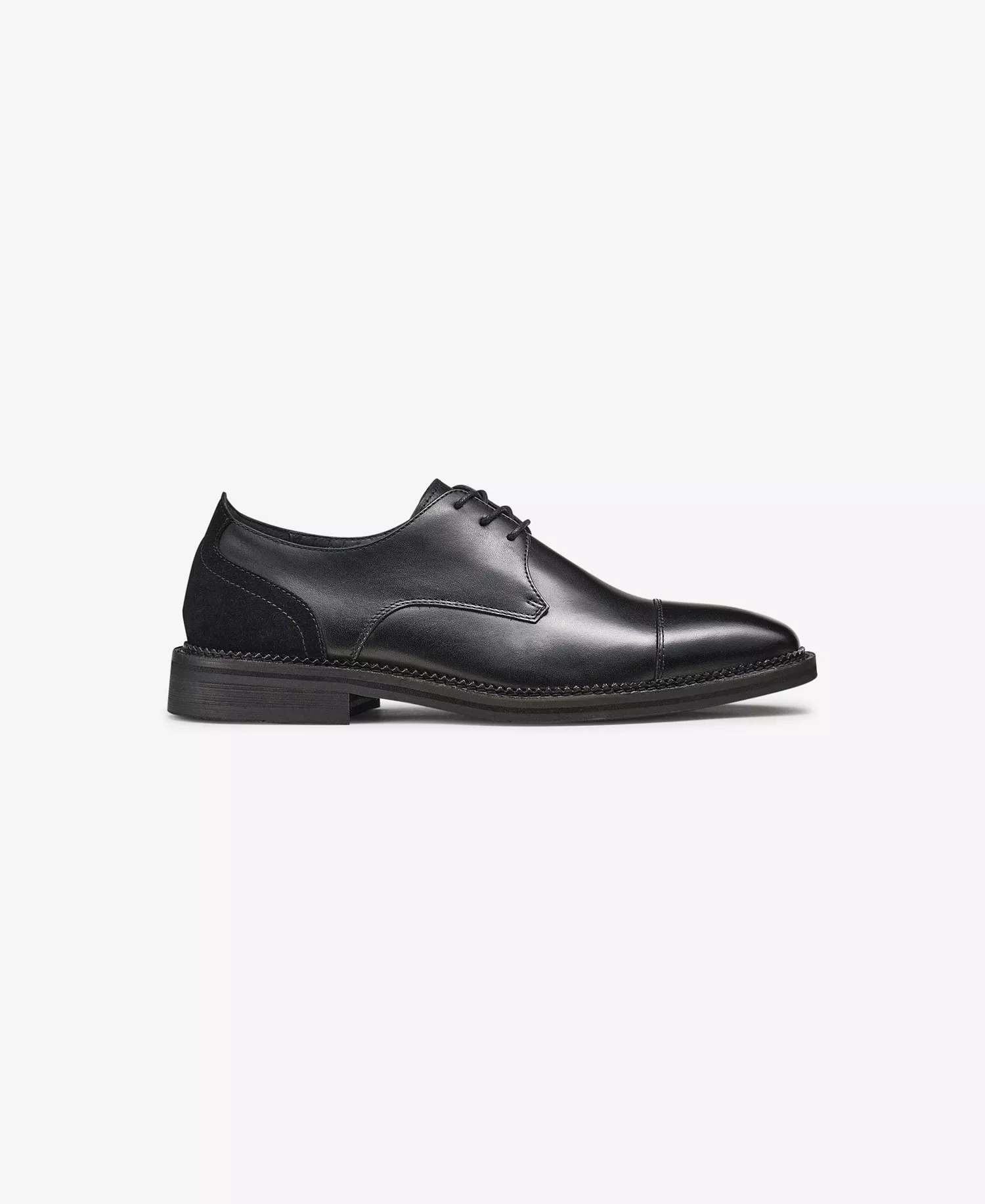 Men's Leather Cap Toe Derby Lace-Up Shoe - Black - 9M