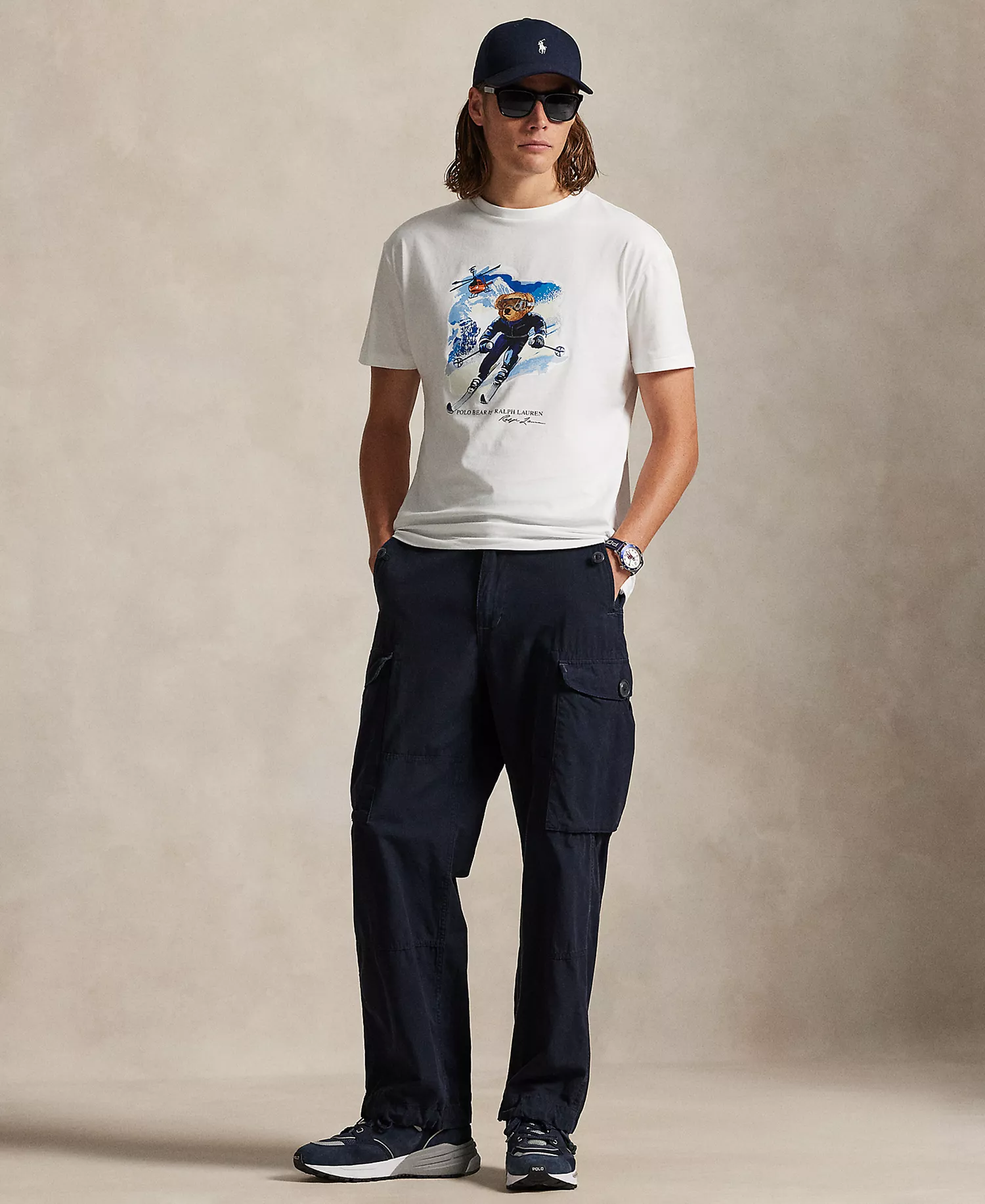 Men's Short Sleeve Polo Bear T-Shirt - White/Active Bear - 2XL