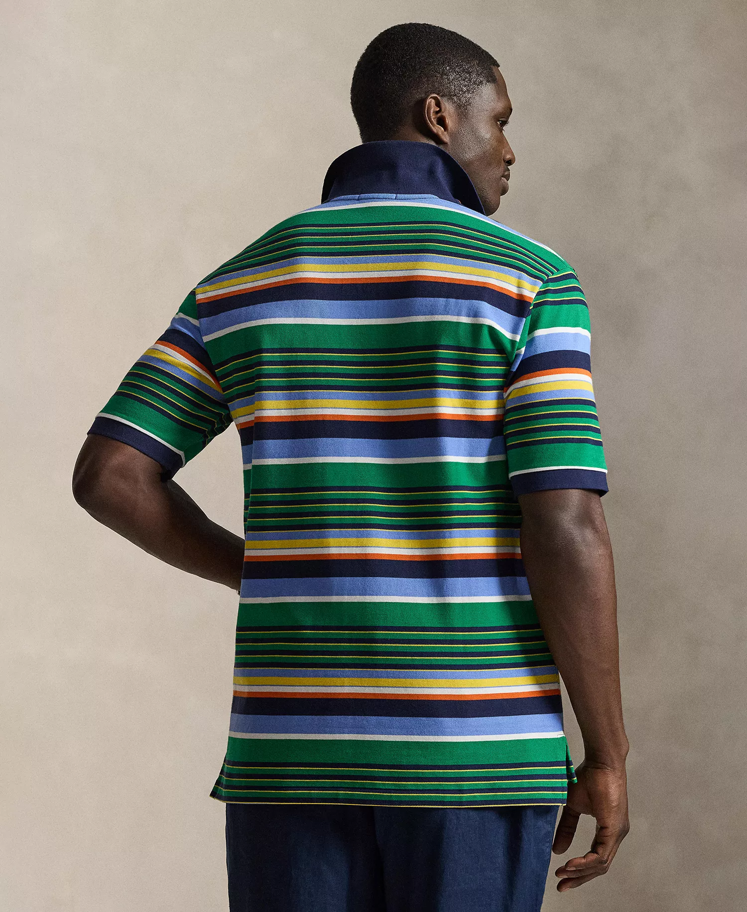 Men's Big & Tall Striped Mesh Polo Shirt - Billiard Stripe Multi - 2LT