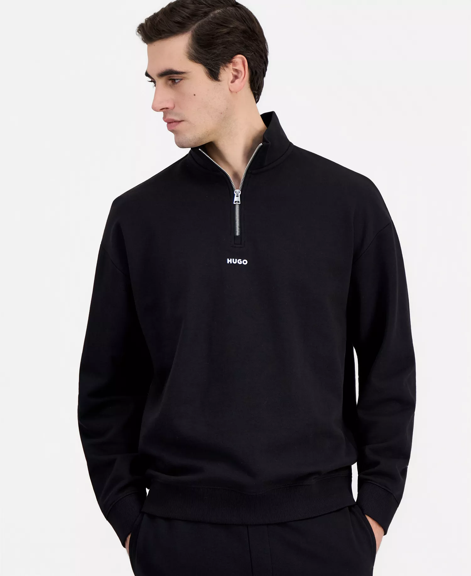 Men's Durty Relaxed-Fit Half-Zip Sweatshirt - BLACK - S