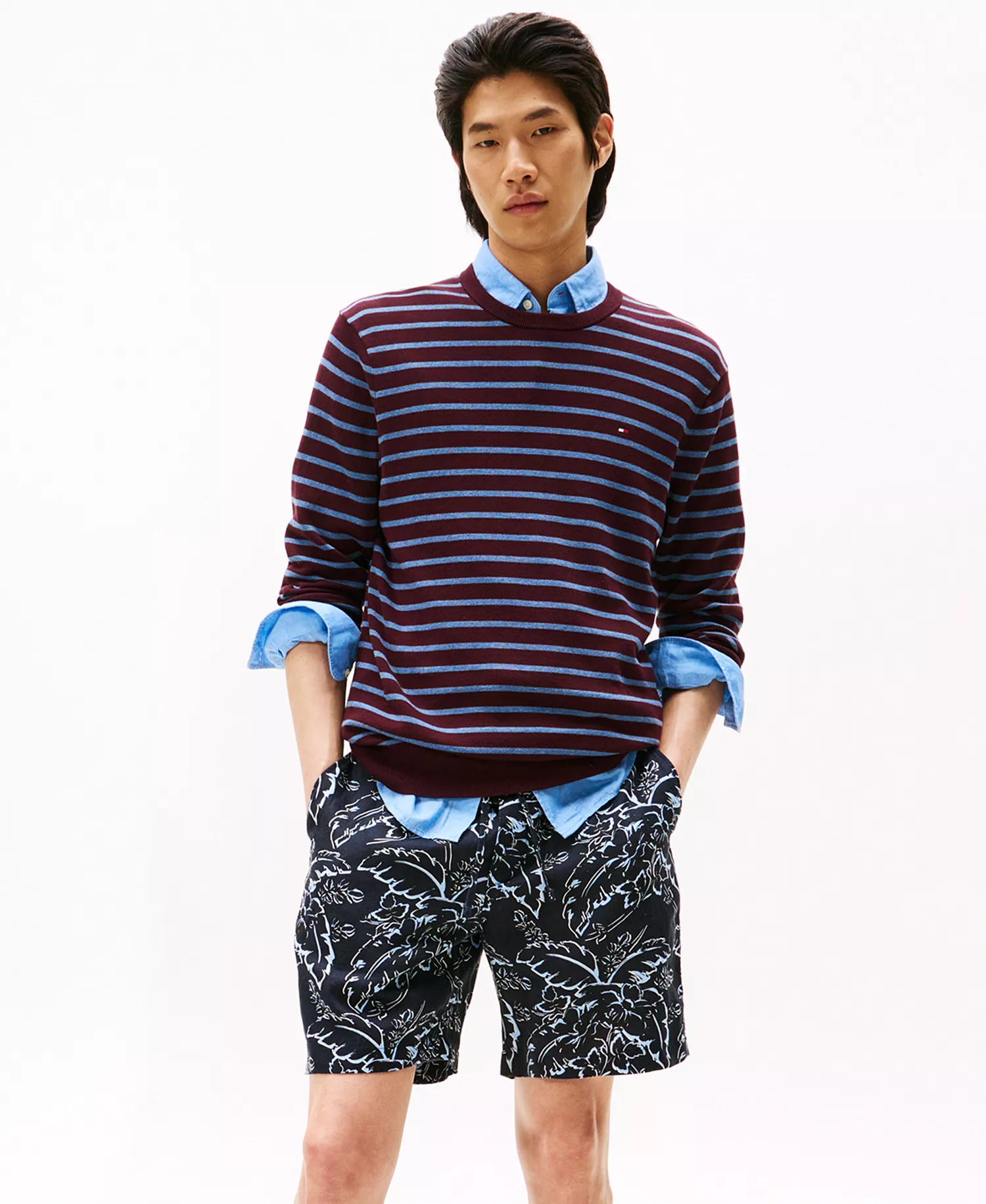 Men's Patterned 7" Linen Shorts - Blue Allover - 30