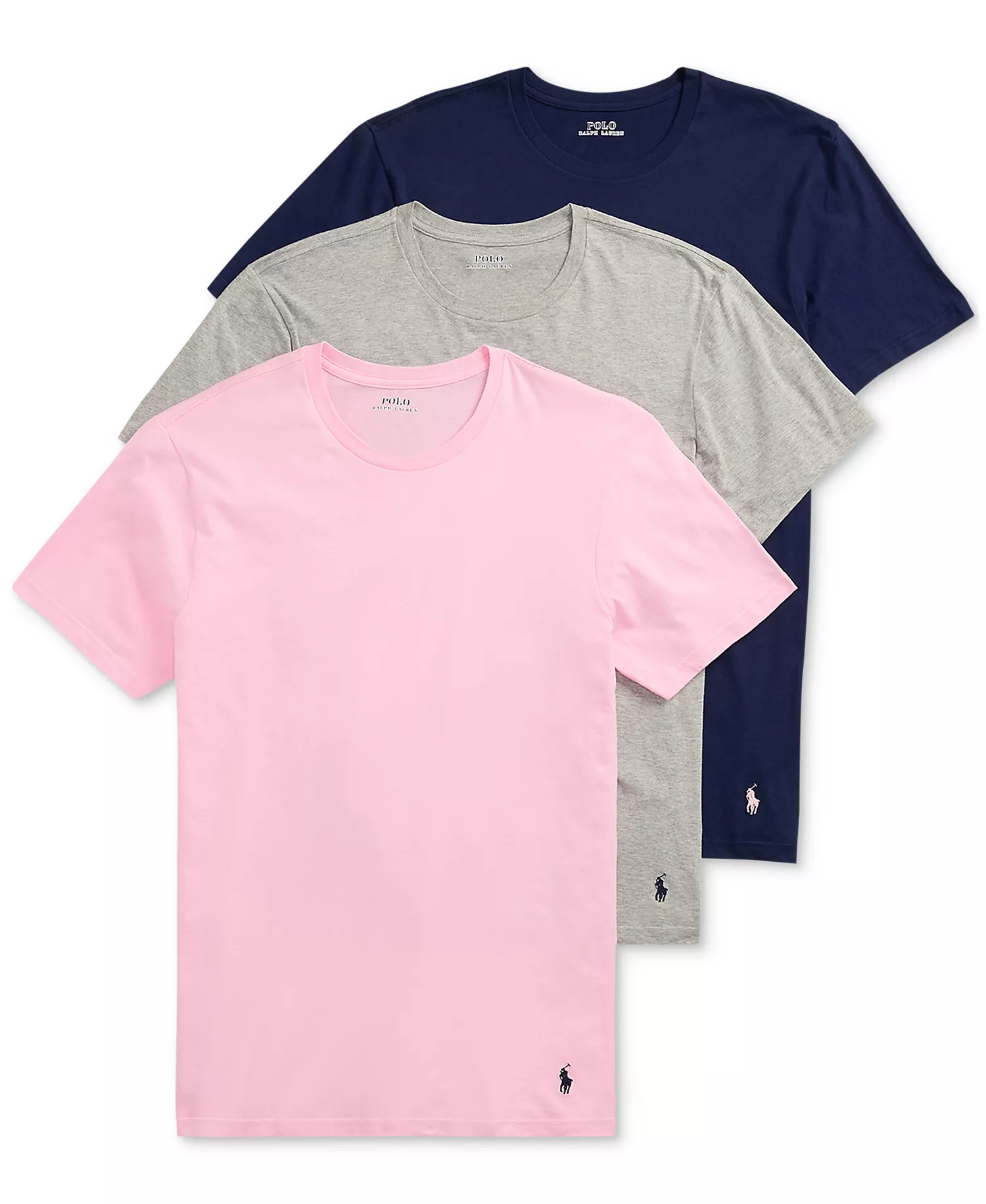 Men's 3-Pack Classic Crewneck Undershirts - Andover Heather/carmel Pink/cruise Navy - L
