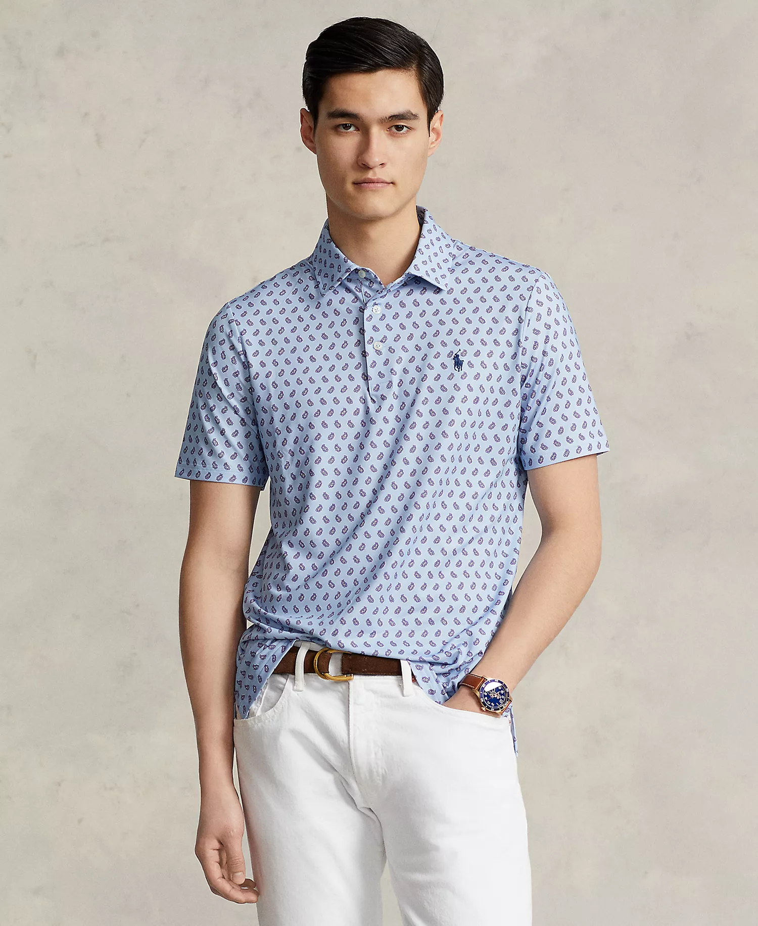 Men's Classic-Fit Performance Jersey Polo Shirt - Elite Blue Gansett Foulard - 2XL