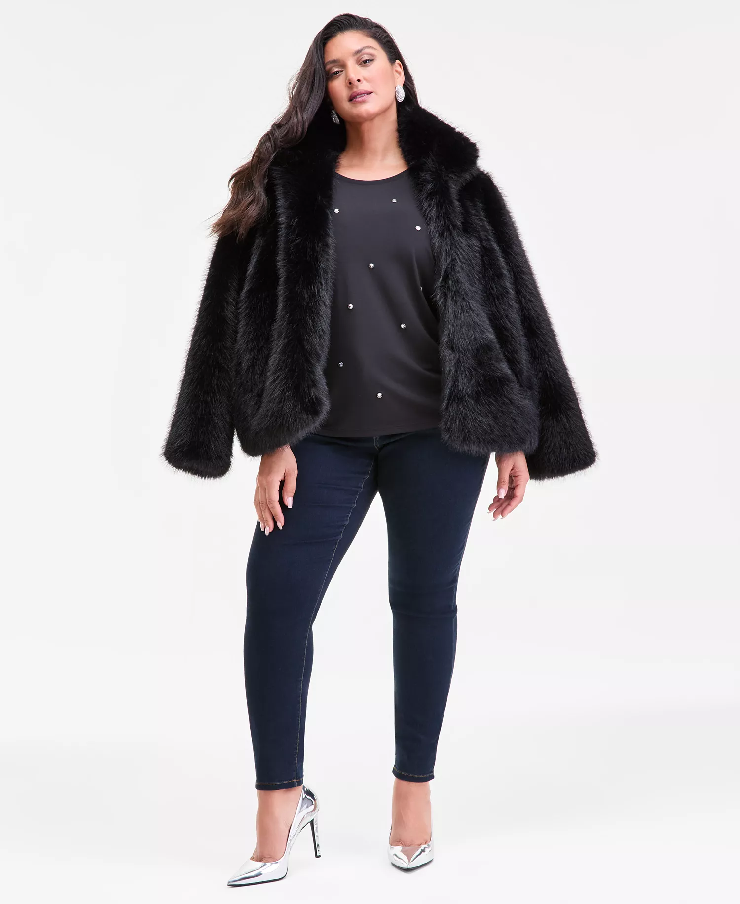 Plus Size Embellished Dolman-Sleeve Top, Macy's Exclusive  - Deep Black - 0X