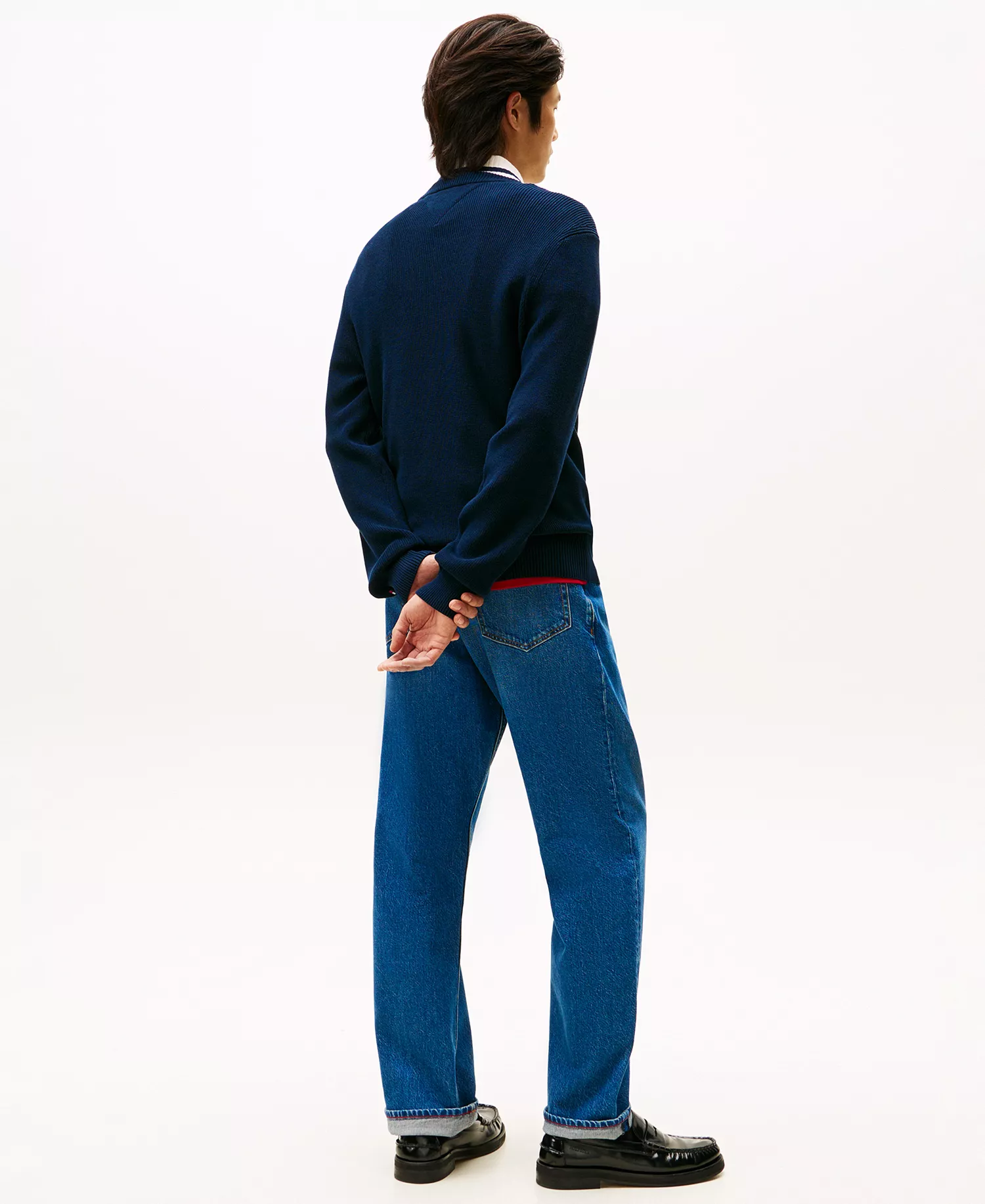 Men's Crewneck Logo Intarsia Graphic Sweater - Dark Night Navy - L