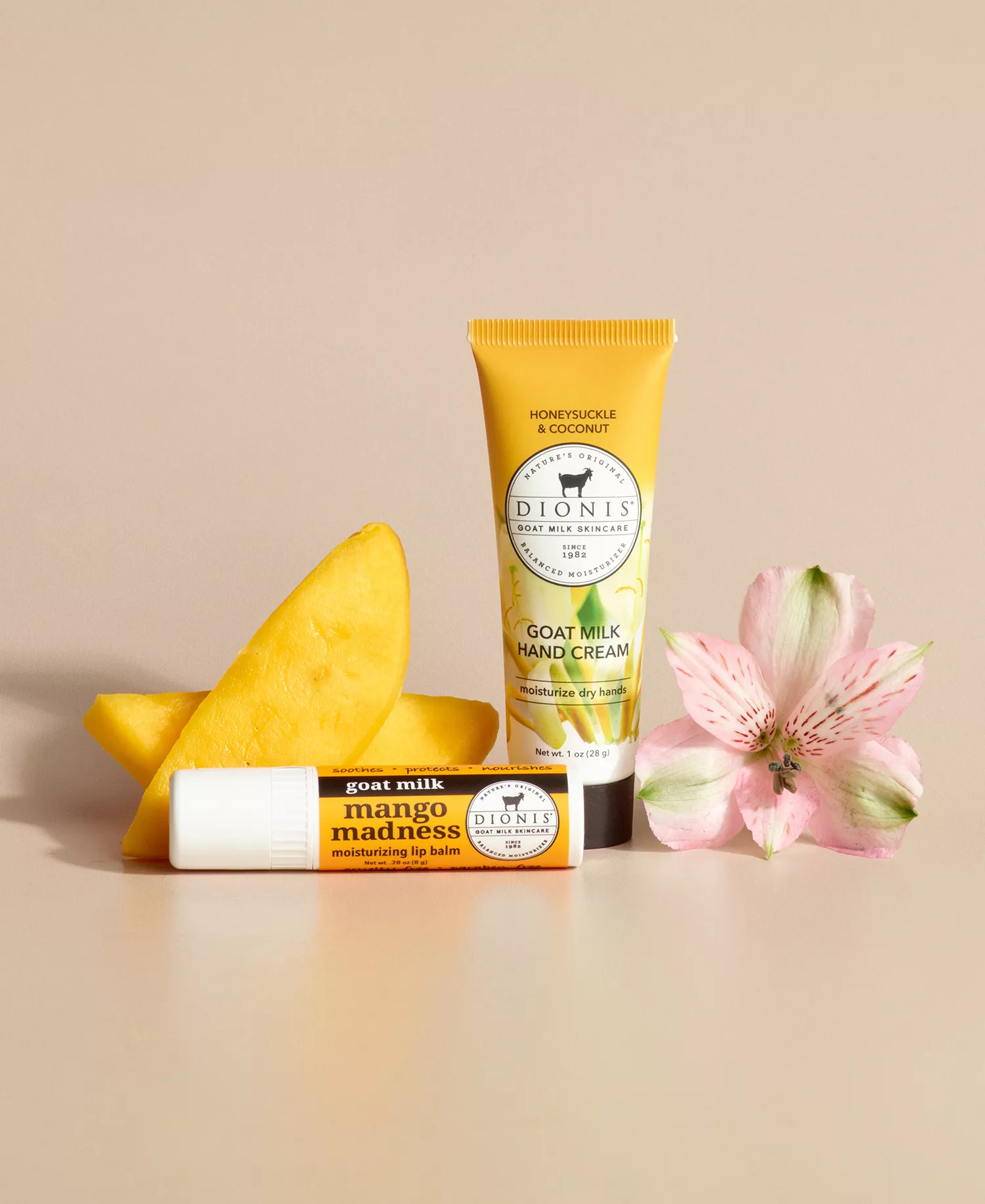 Goat Milk Honeysuckle Mango Lip Balm and Hand Cream Set - No color - No Size