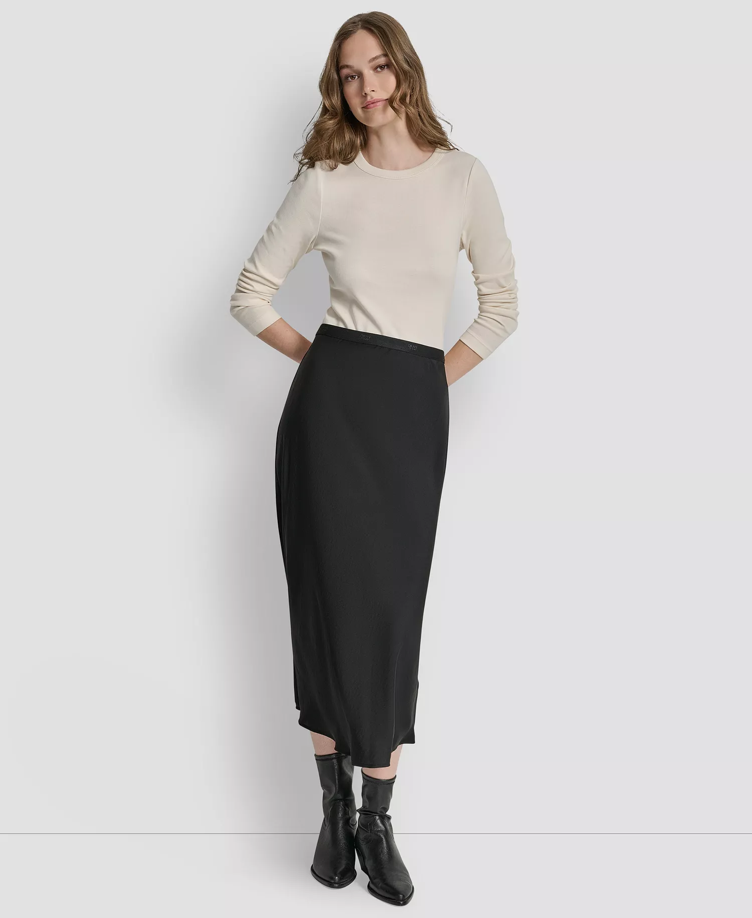 Women's Logo Elastic Waistband Slip Skirt - Black - L