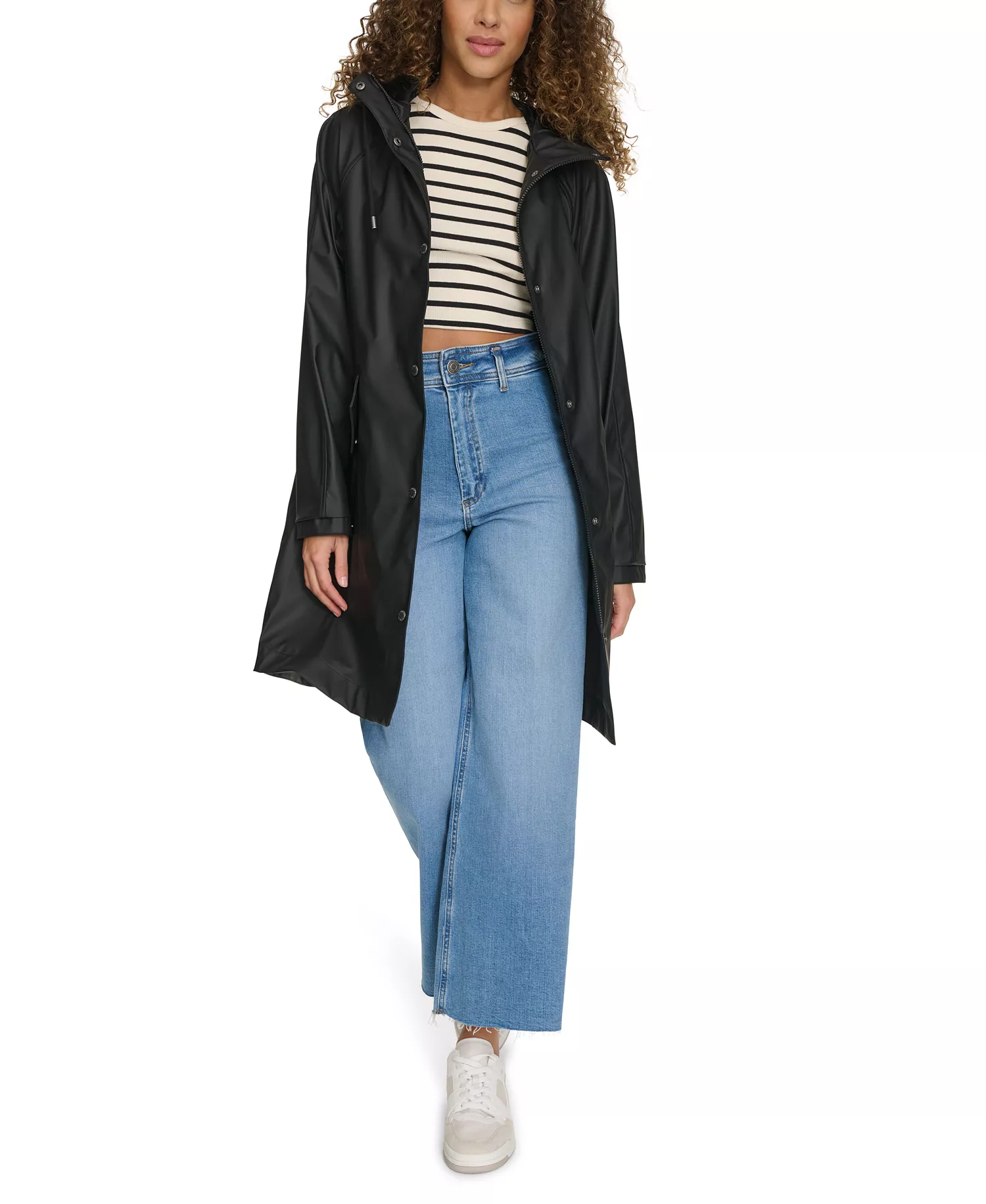 Women's Raglan Sleeve Rain Collar Jacket - Black - L