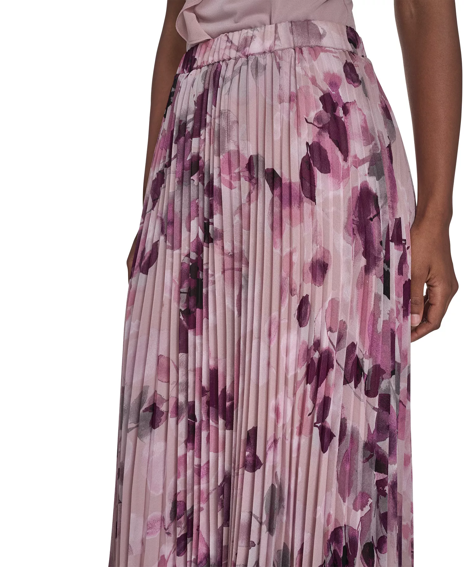 Petite Printed Chiffon Midi Skirt - Pink Thistle Multi - 2P