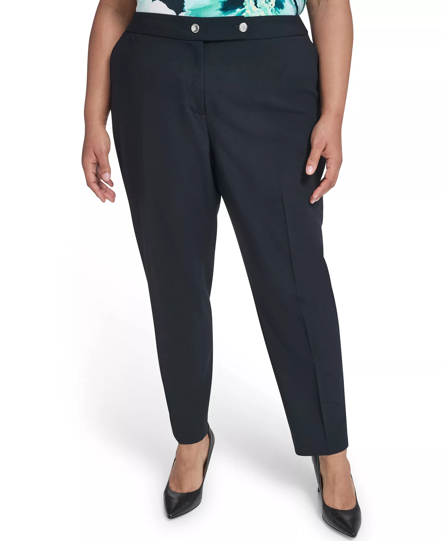 Plus Size Mid-Rise Slim Leg Pant - Navy - 14W
