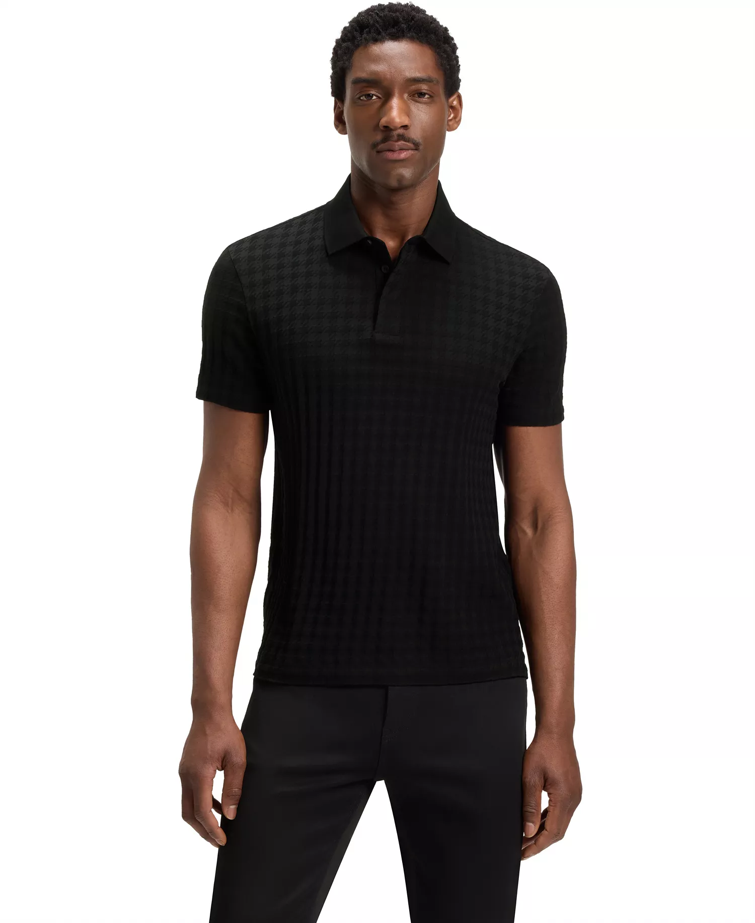 Porsche x BOSS Mercerized Cotton Houndstooth Polo shirt - Black - M