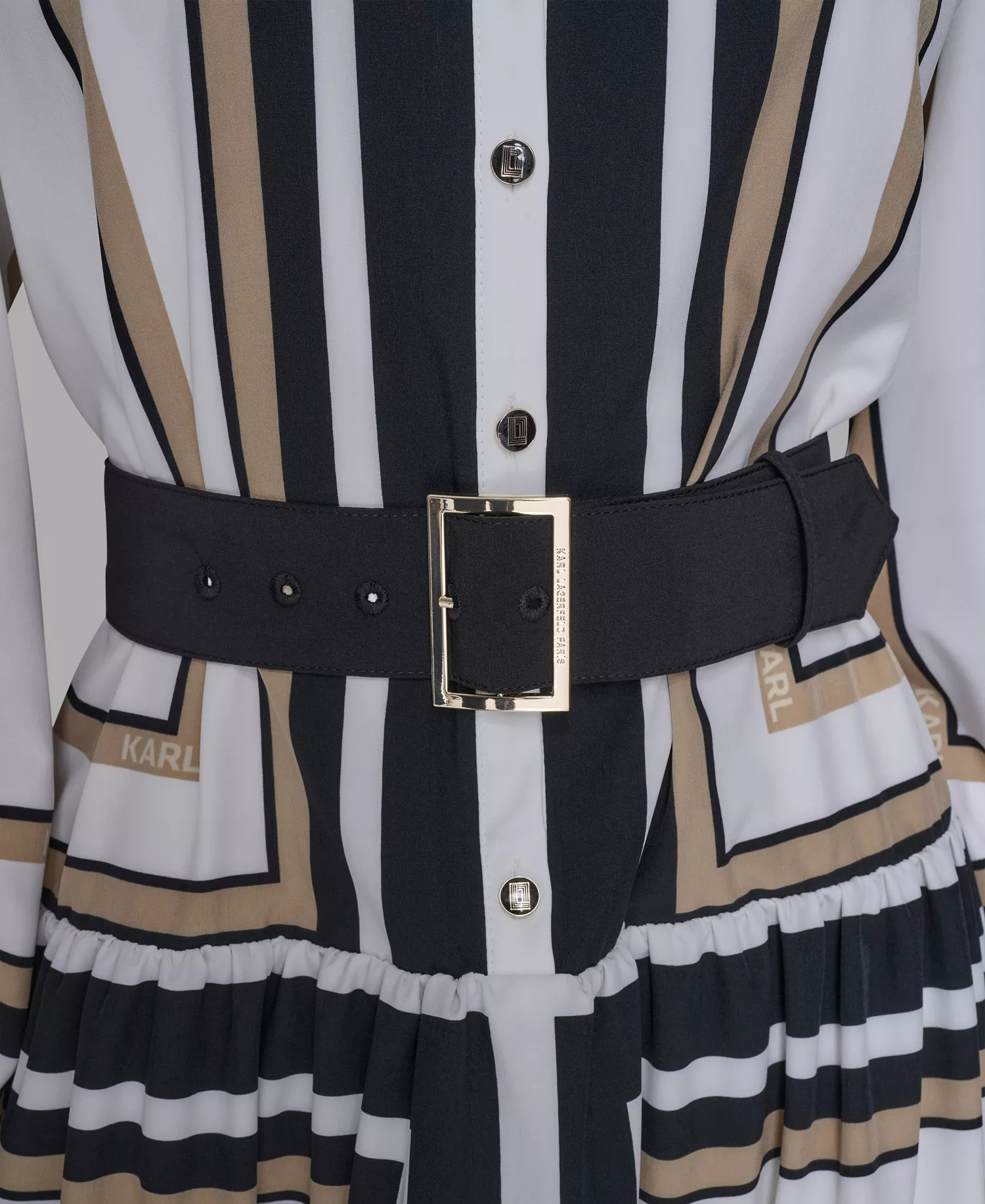 Women's Printed Crepe Collar Shirt Dress - Soft White Khaki Multi - 0