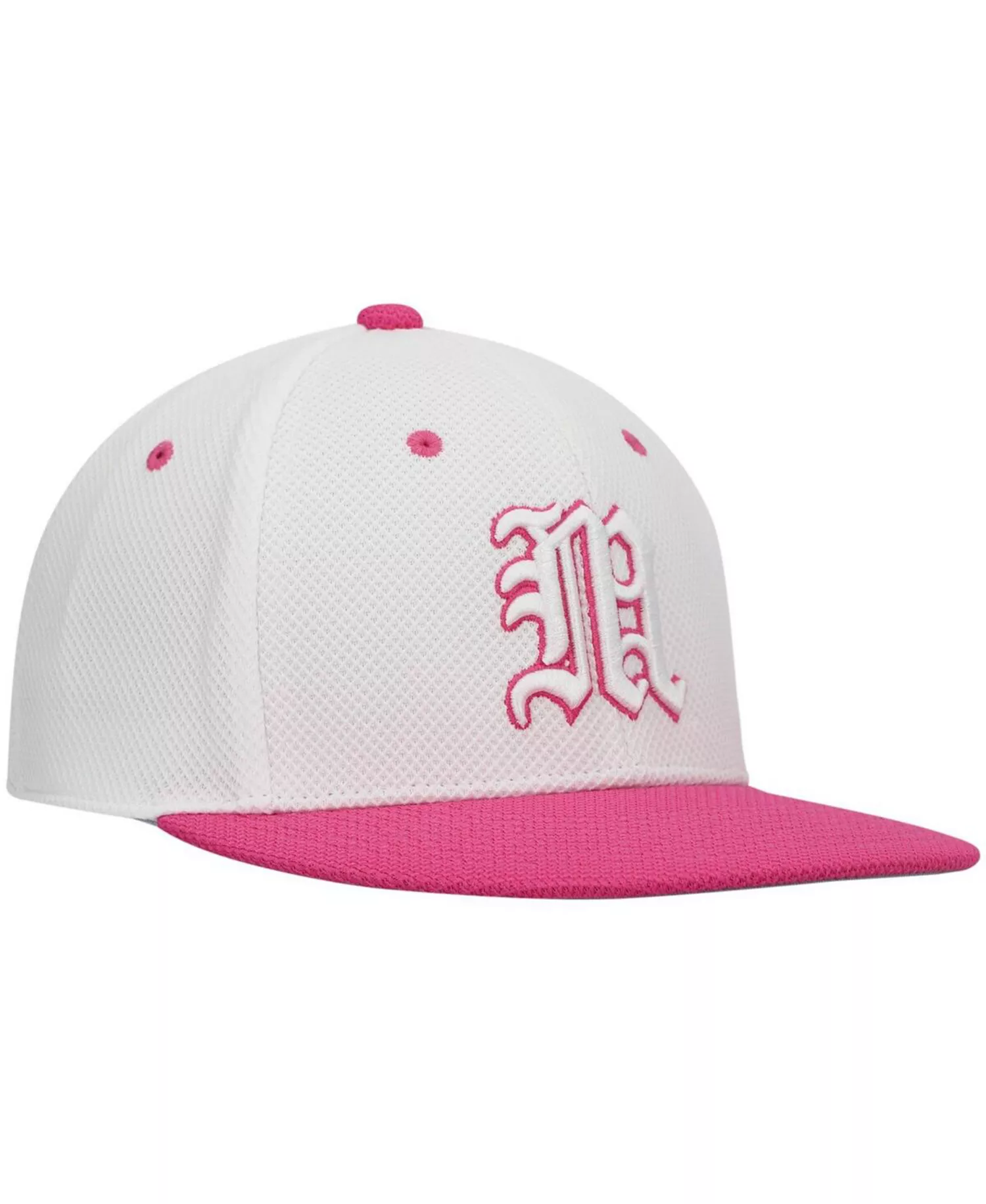 Men's White and Pink Miami Hurricanes On-Field Baseball Fitted Hat - White, Pink - 7 3/4