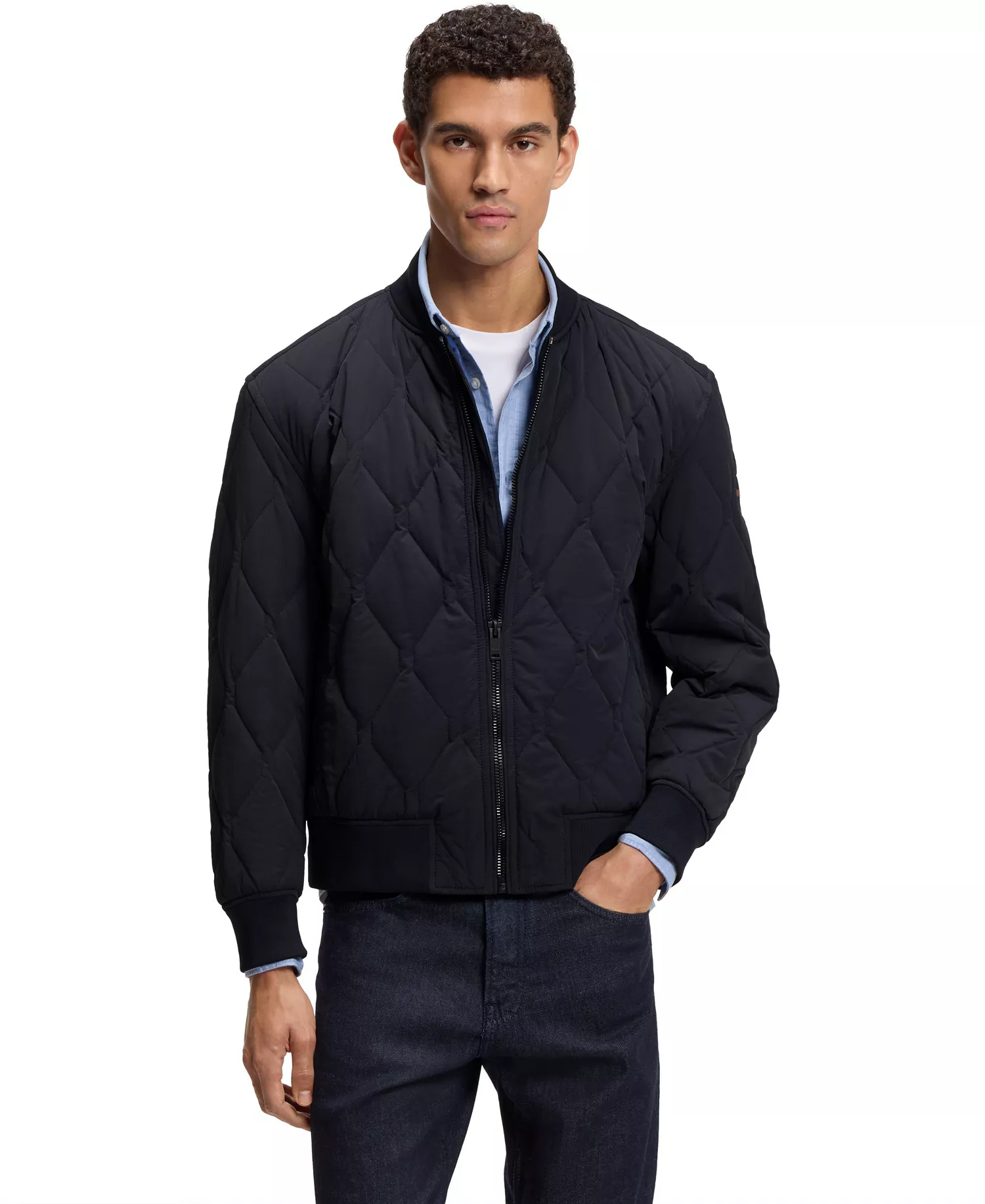 Men's Onion Quilting Water-Repellent Jacket - Dark Blue - 38R