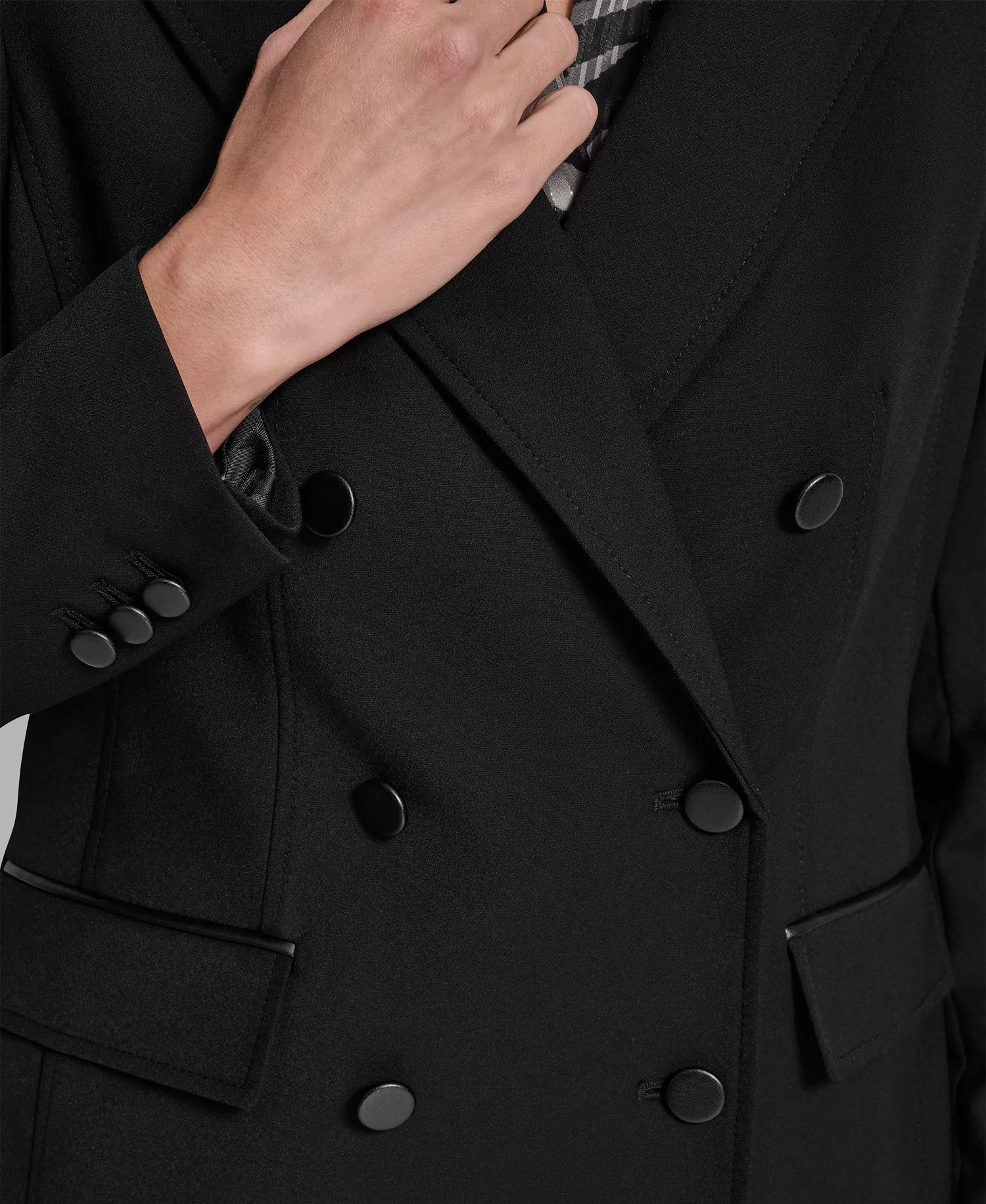 Women's Notch Collar Double Breasted Blazer - Black - 0