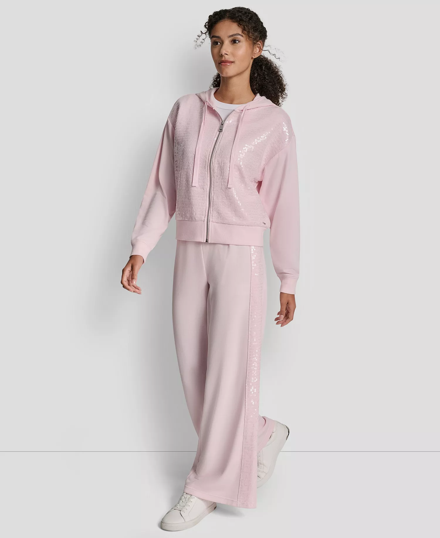 Women's Sequin Detail Long-Sleeve Jacket - Pink Moon - L