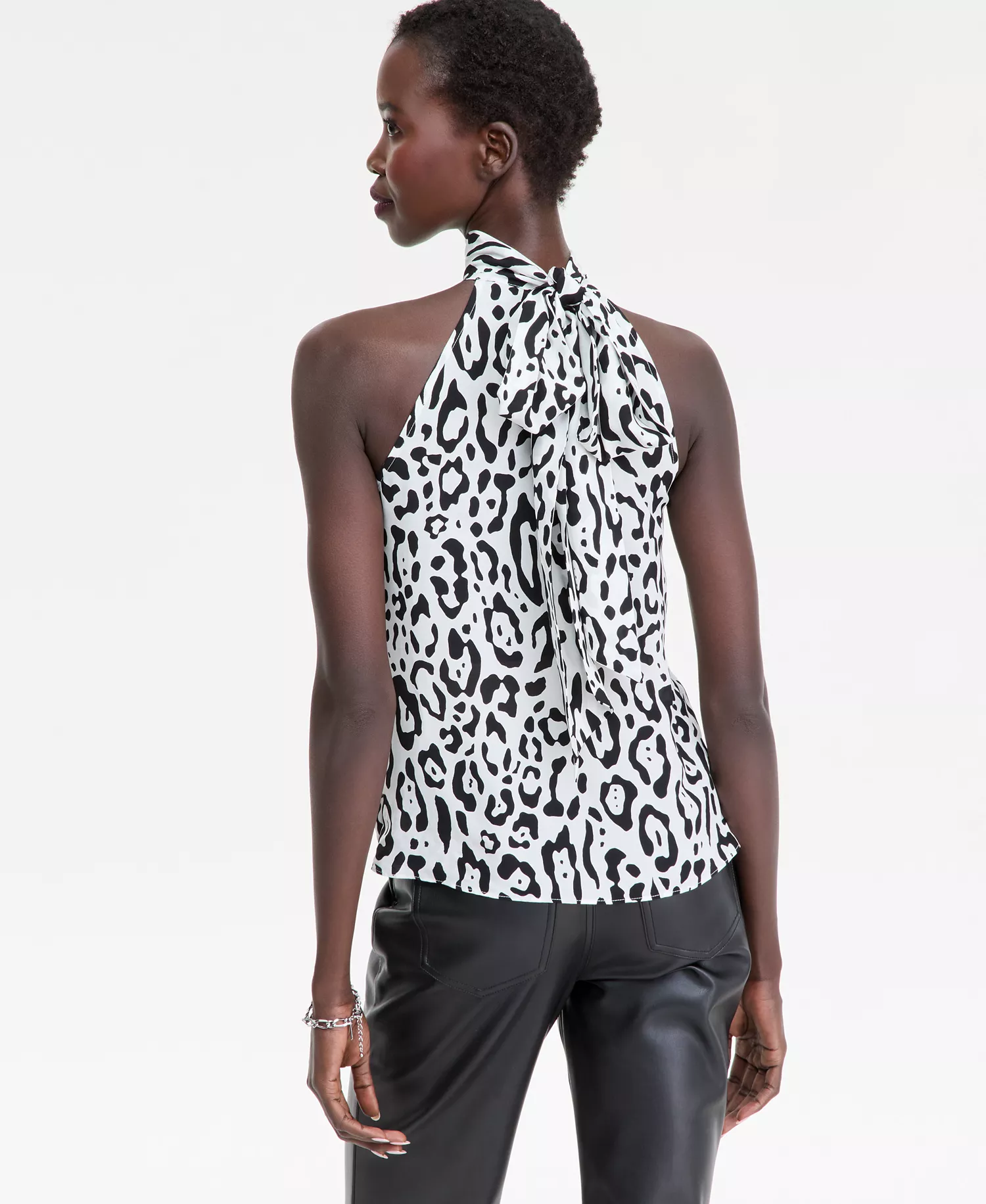 Women's Printed Tie-Neck Halter Top, Macy's Exclusive - Jayla Animal - L
