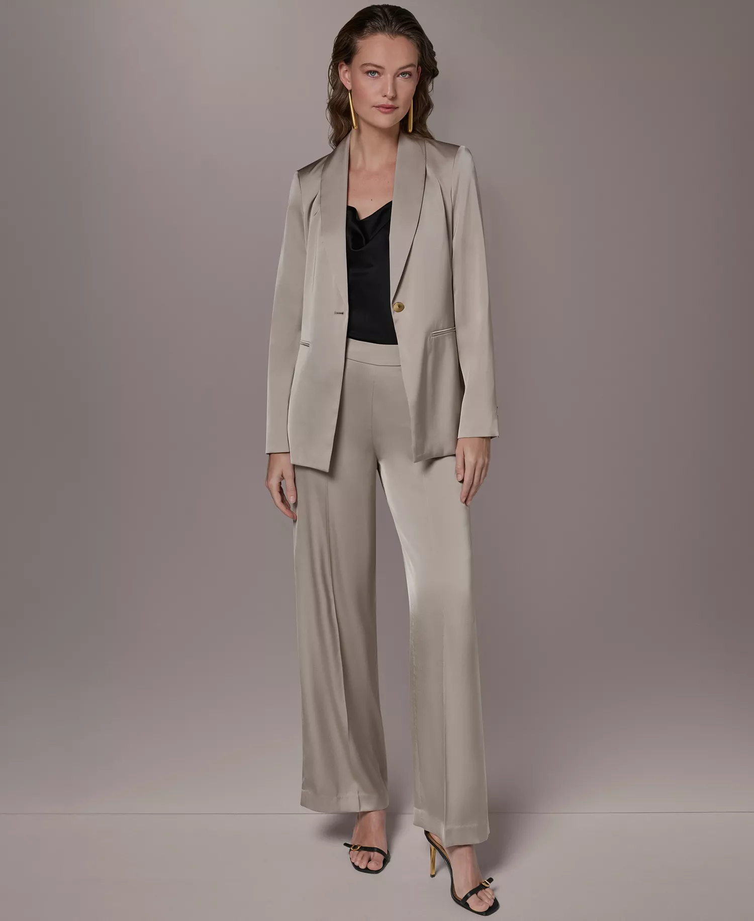 Women's One-Button Blazer and Wide-Leg Pants - Turin - 0