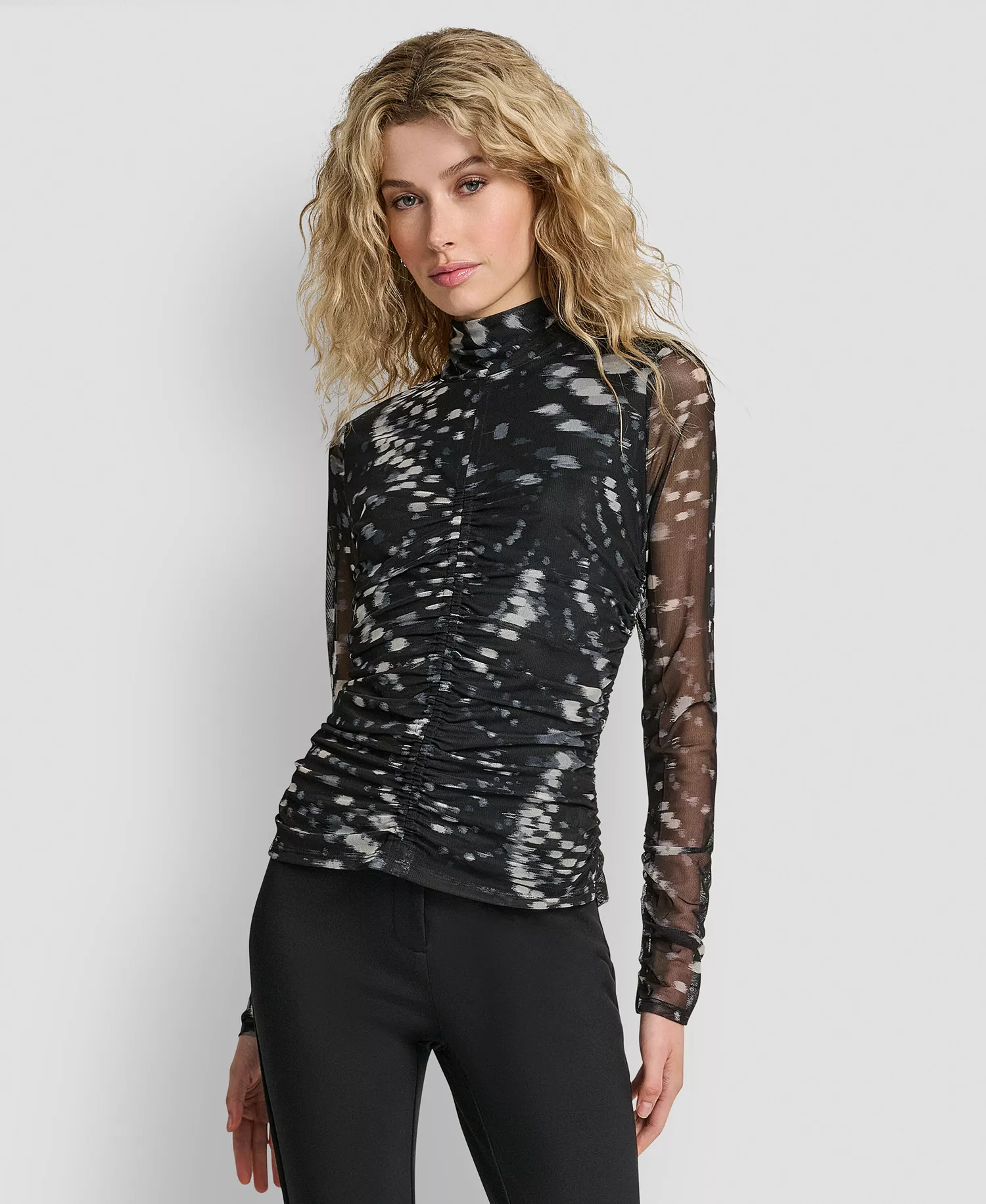 Women's Printed Mock Neck Top - Reflected Lights - S