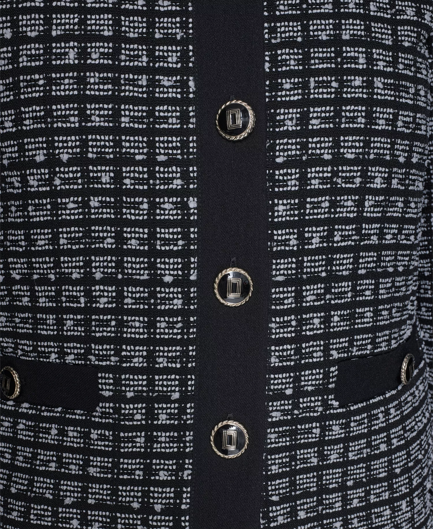 Women's Five-Button Cropped Tweed Jacket - Black/soft White - 0