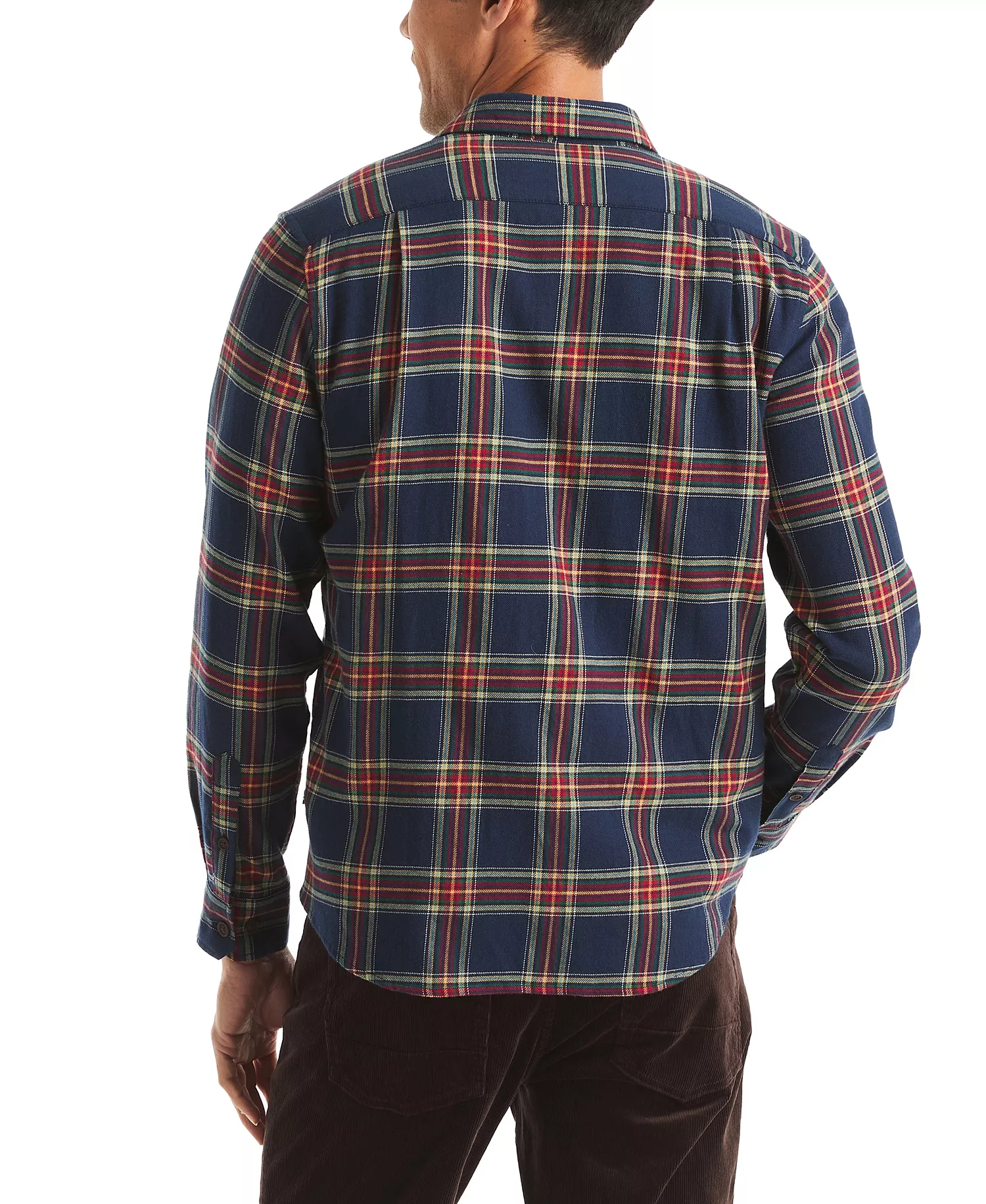 Men's Long Sleeve Stretch Flannel Plaid Shirt - Navy Seas - 2XL