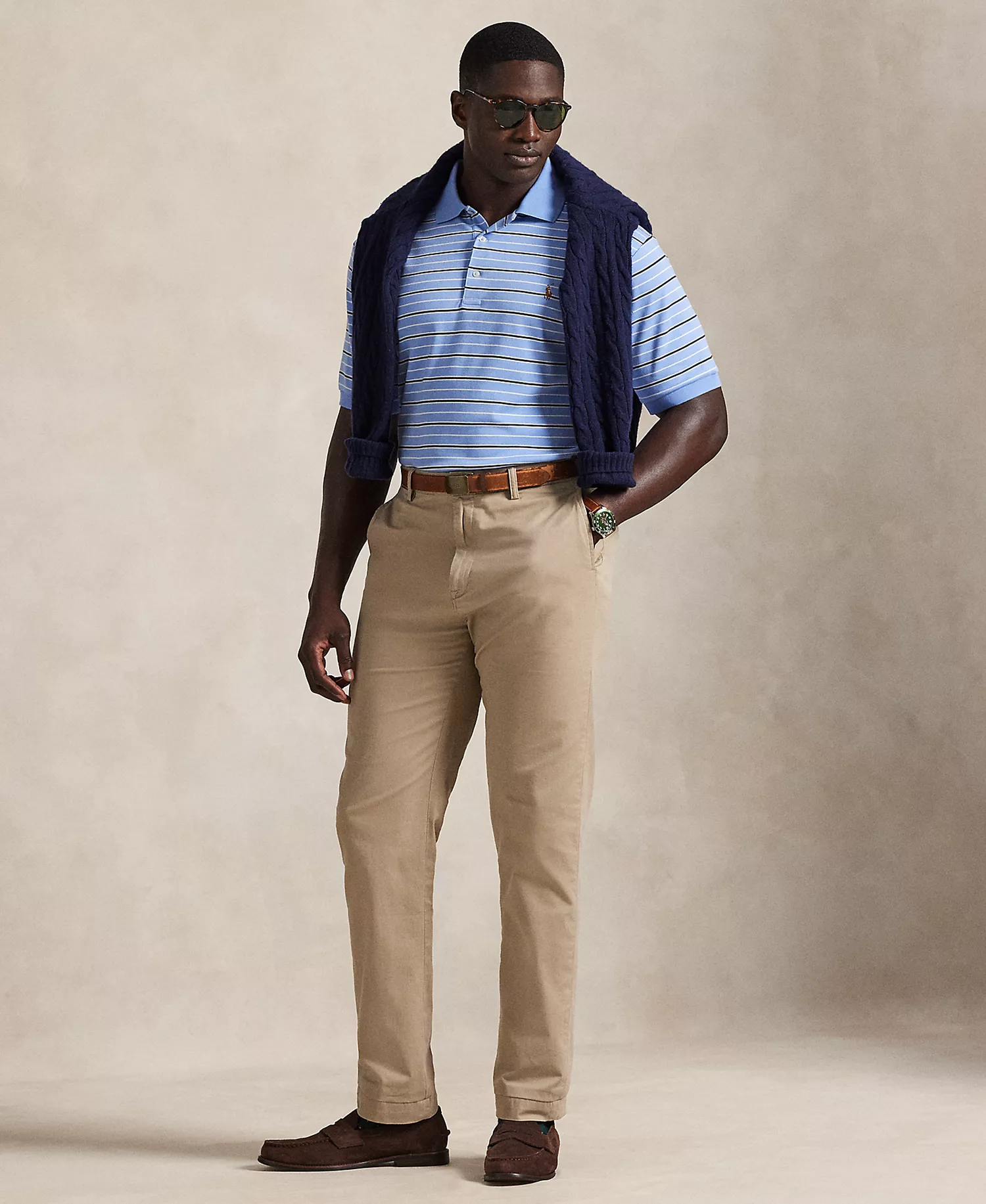 Men's Big & Tall Striped Short Sleeves Polo Shirt - Fall Blue Multi - 2LT