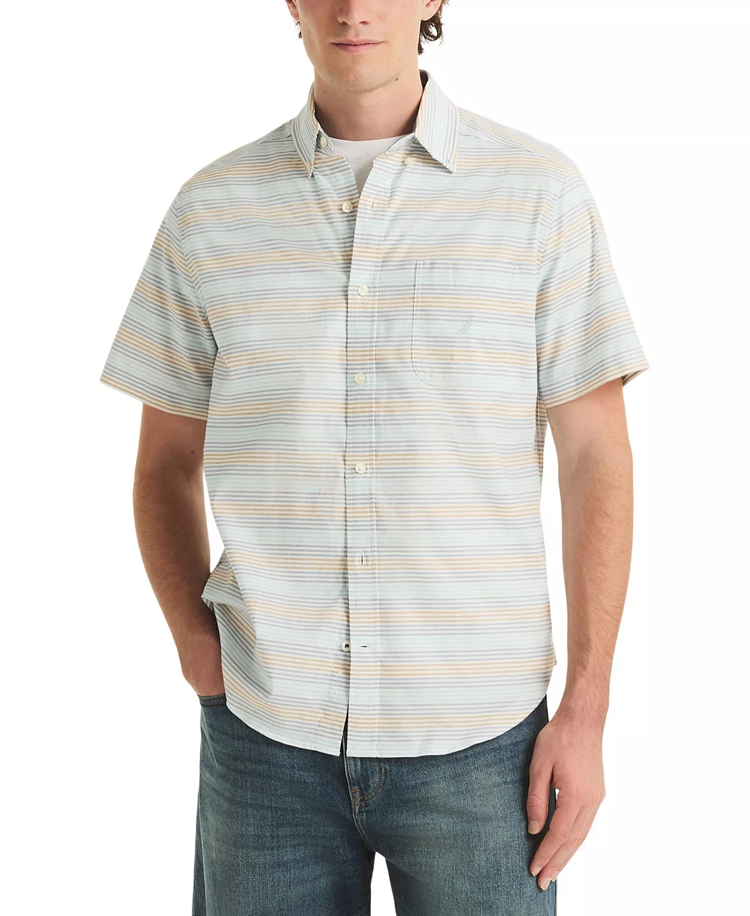 Men's Oxford Stripe Regular-Fit Shirt - Sail White - 2XL