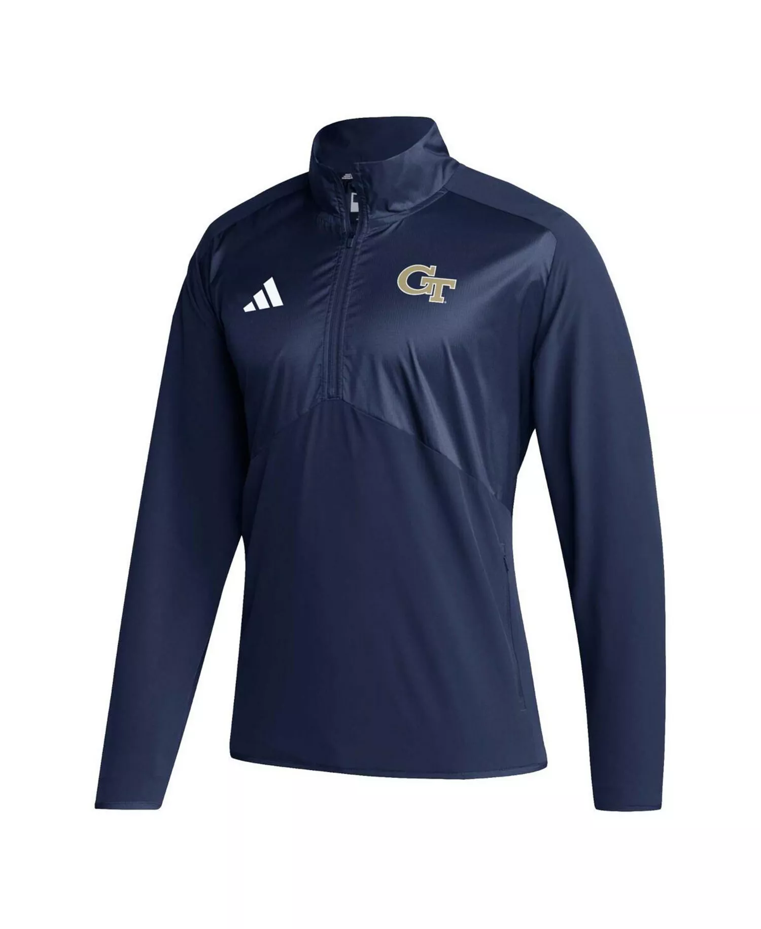 Men's Navy Georgia Tech Yellow Jackets Sideline AEROREADY Raglan Sleeve Quarter-Zip Jacket - Navy - 2XL